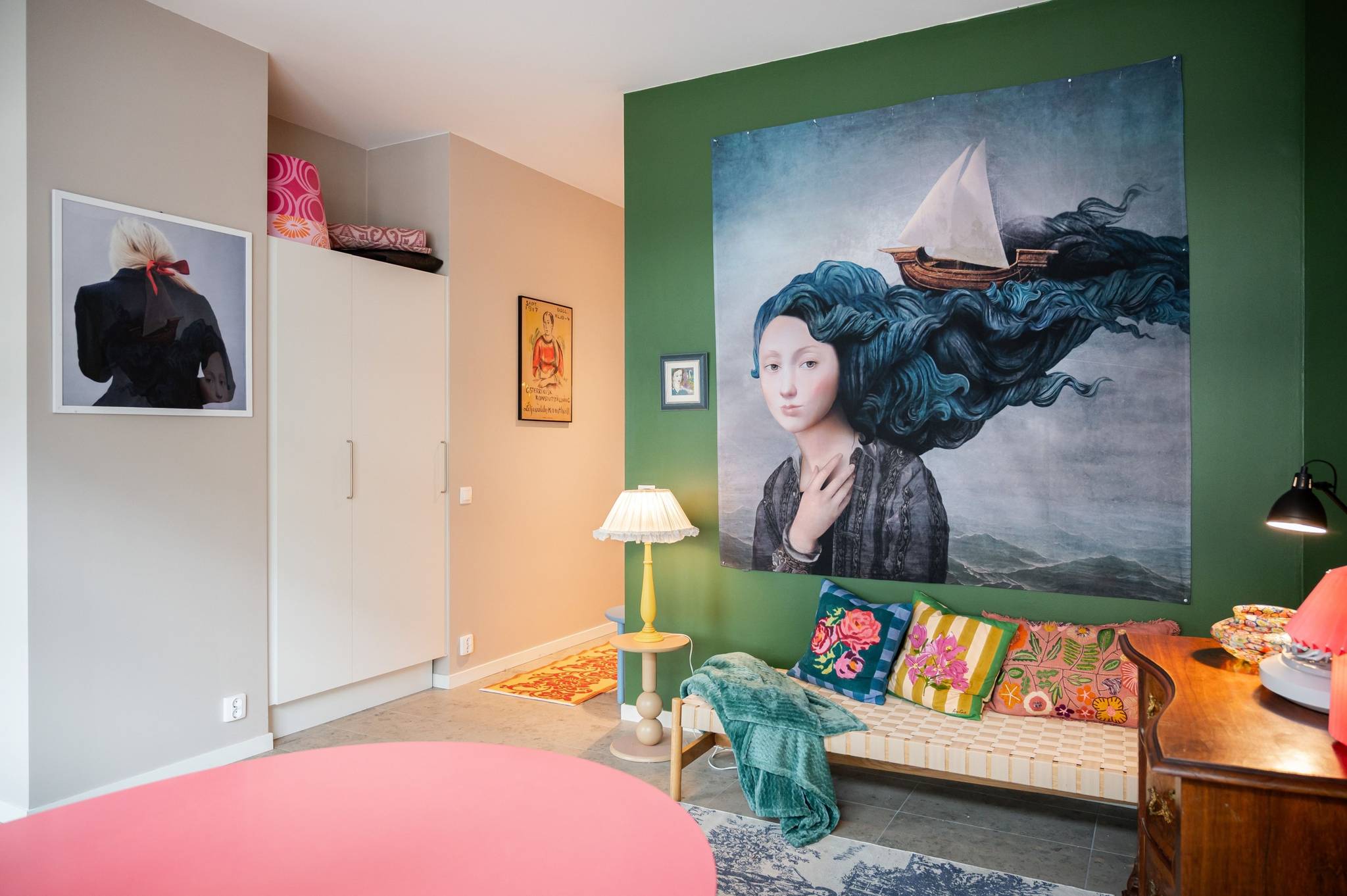 dining room green walls maximalist decor