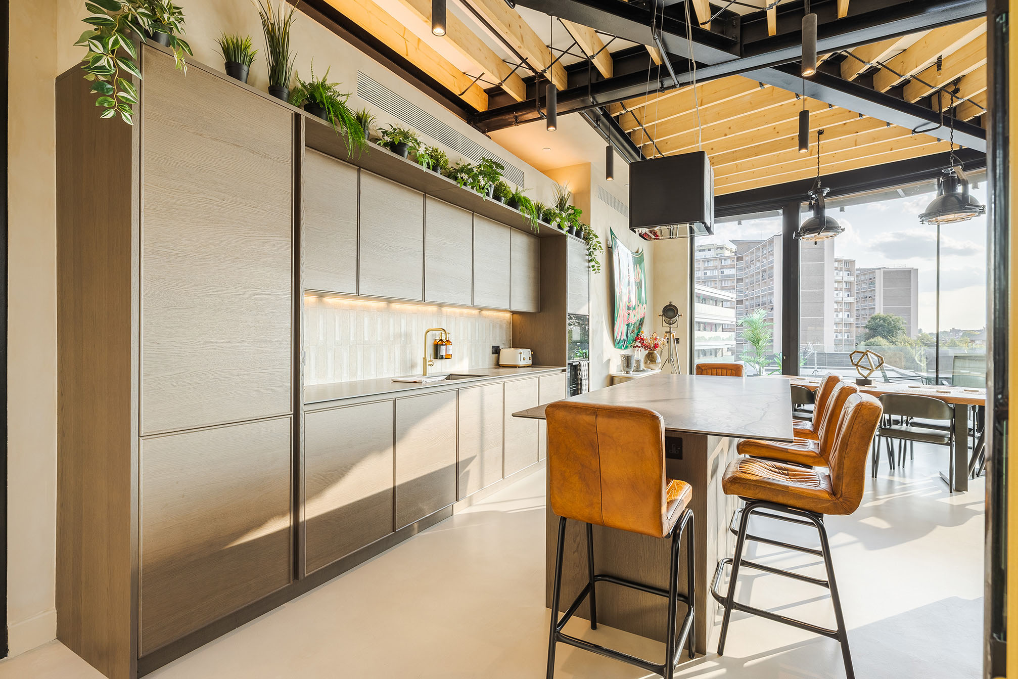 open kitchen London penthouse designer decor