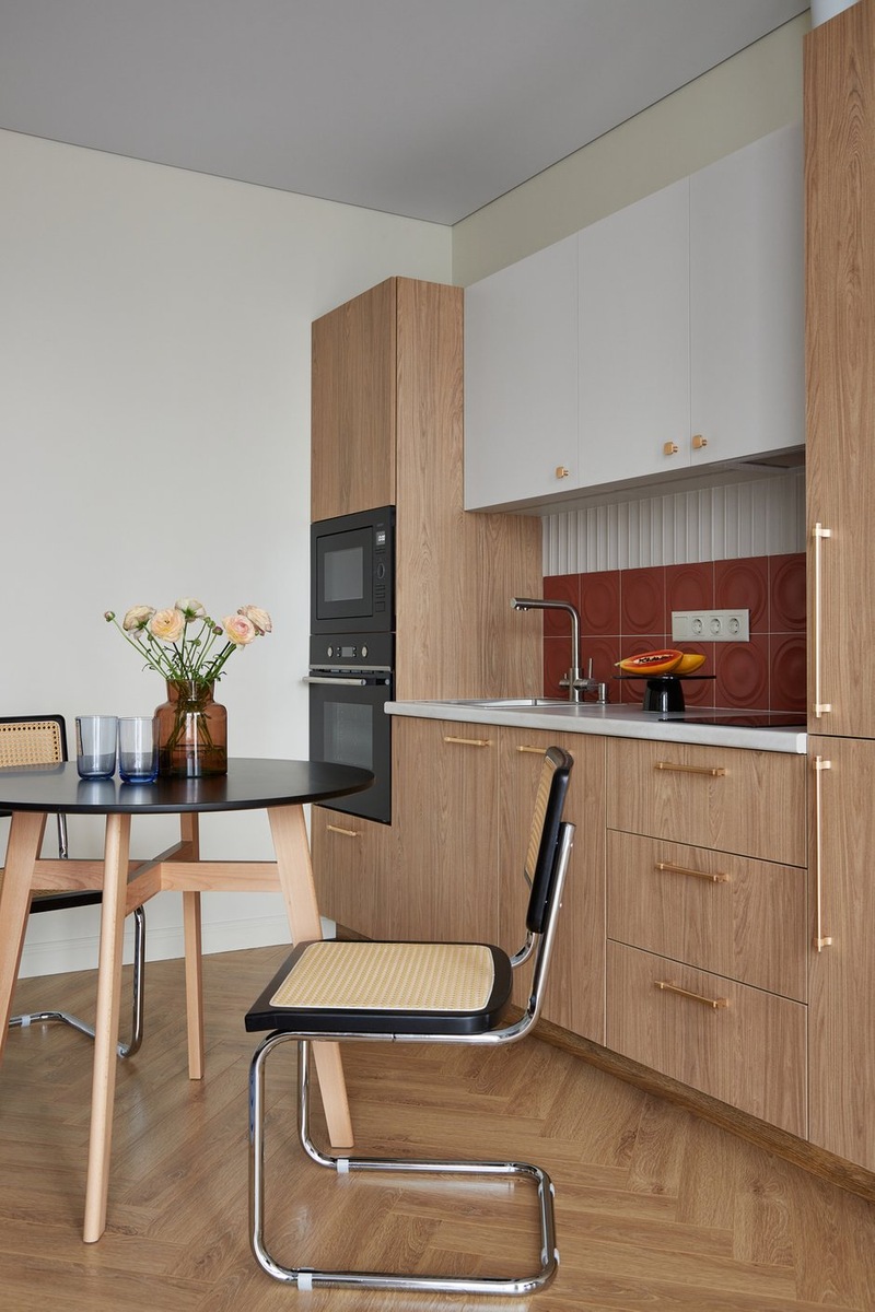 petite cuisine ouverte et salle à manger décoration contemporaine studio 36m2