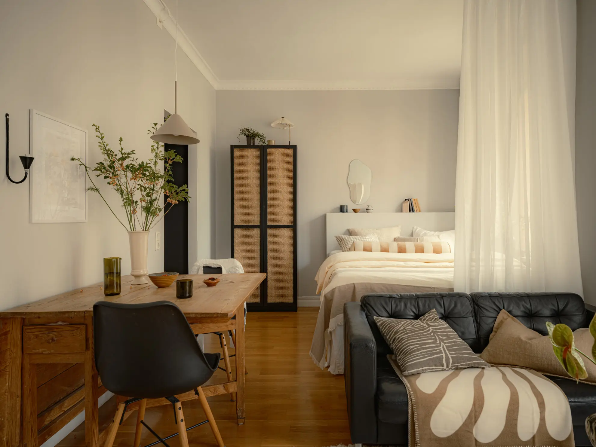 salon et chambre décoration scandinave studio 35m2
