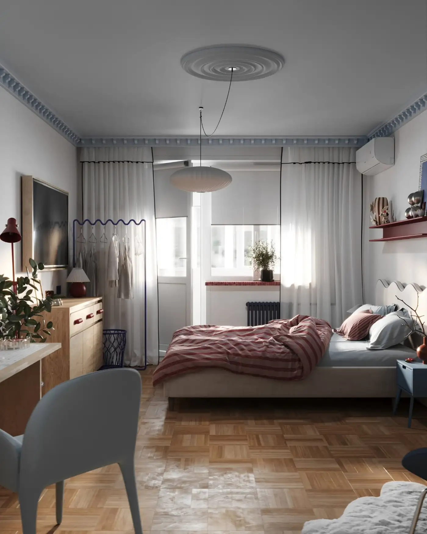 salon et chambre avec moulures studio optimisé de 38m2 salon et chambre avec moulures studio optimisé de 38m2