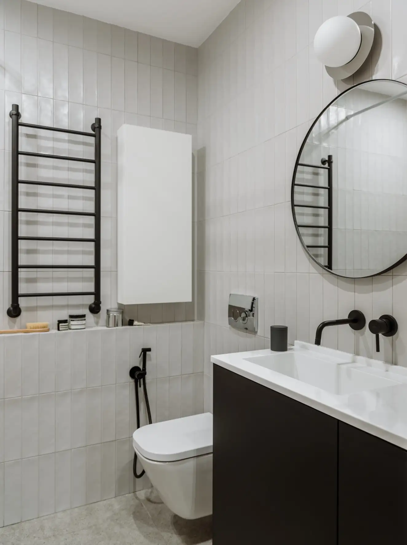salle de bain moderne dans ancien studio de 35m2 transformé en deux-pièces décoration contemporaine salle de bain moderne dans ancien studio de 35m2 transformé en deux-pièces décoration contemporaine