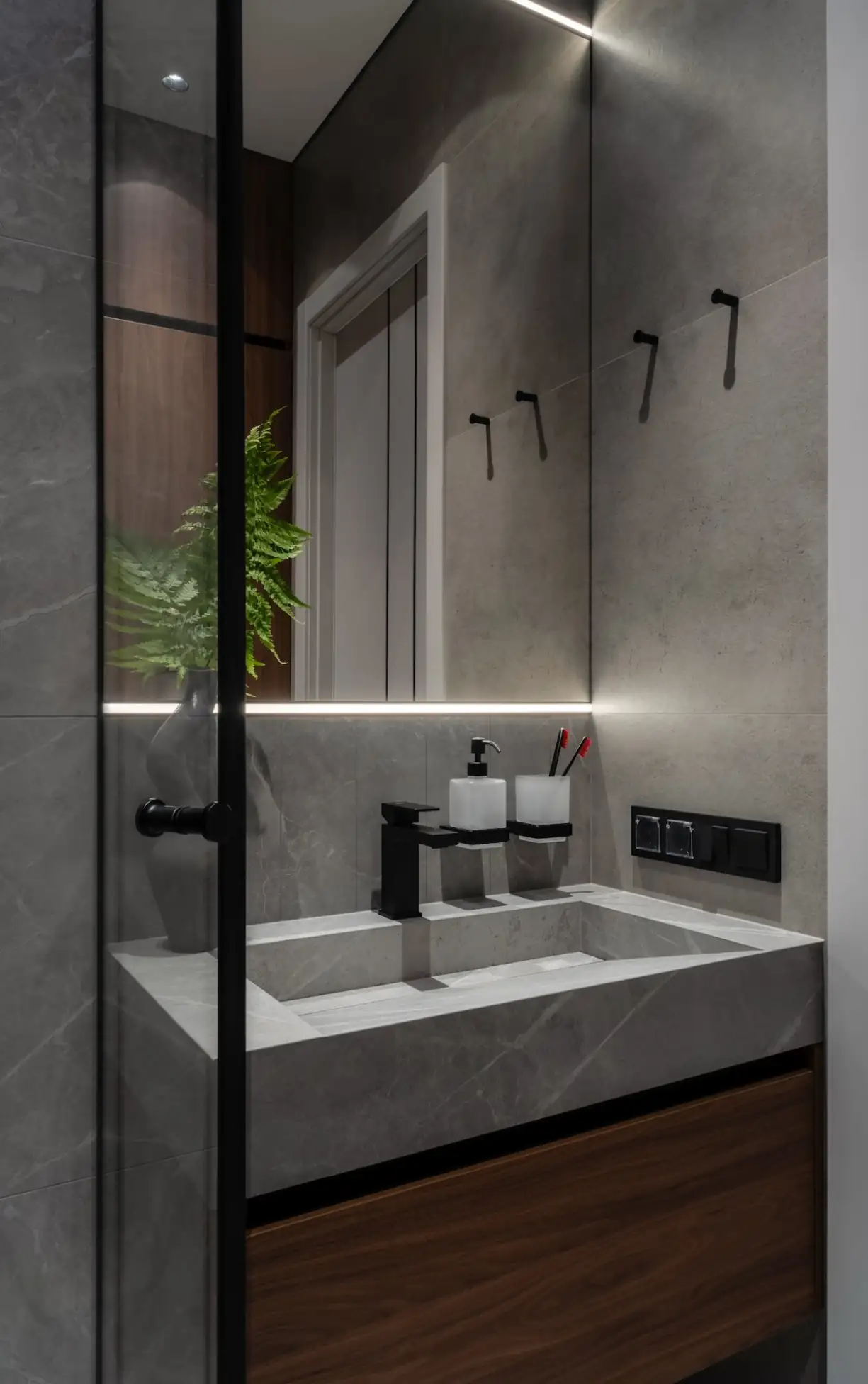 salle de bain avec douche italienne décoration design grise studio 30m2 salle de bain avec douche italienne décoration design grise studio 30m2
