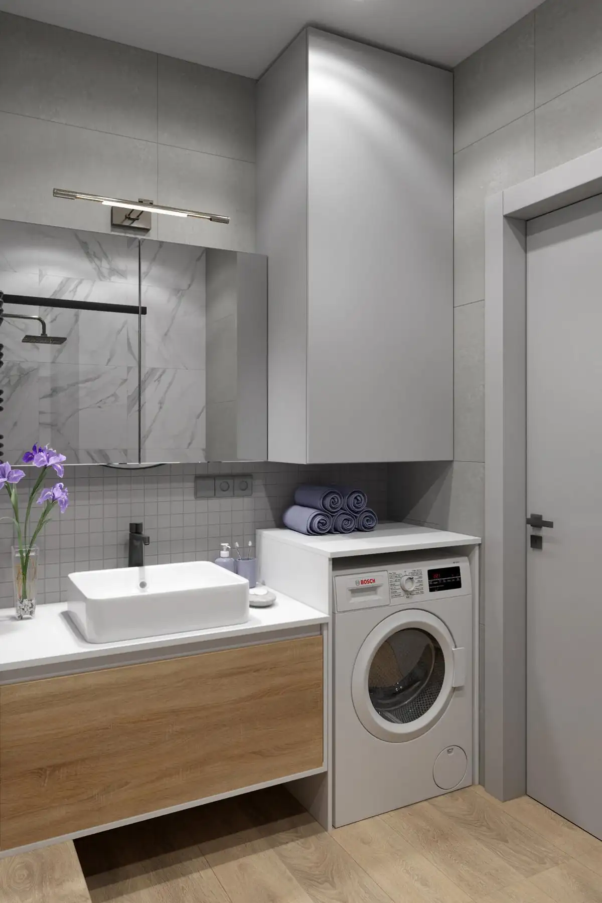 salle de bain marbre blanc