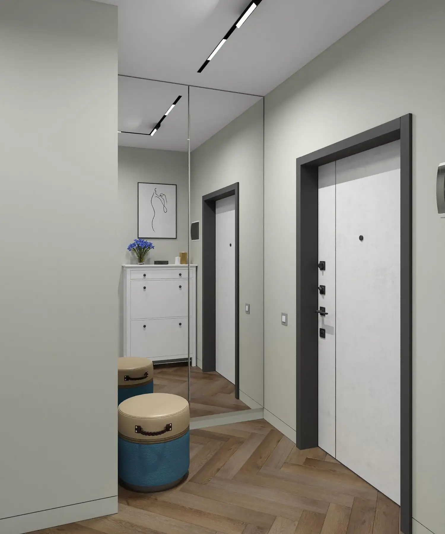 entrée avec placard miroir