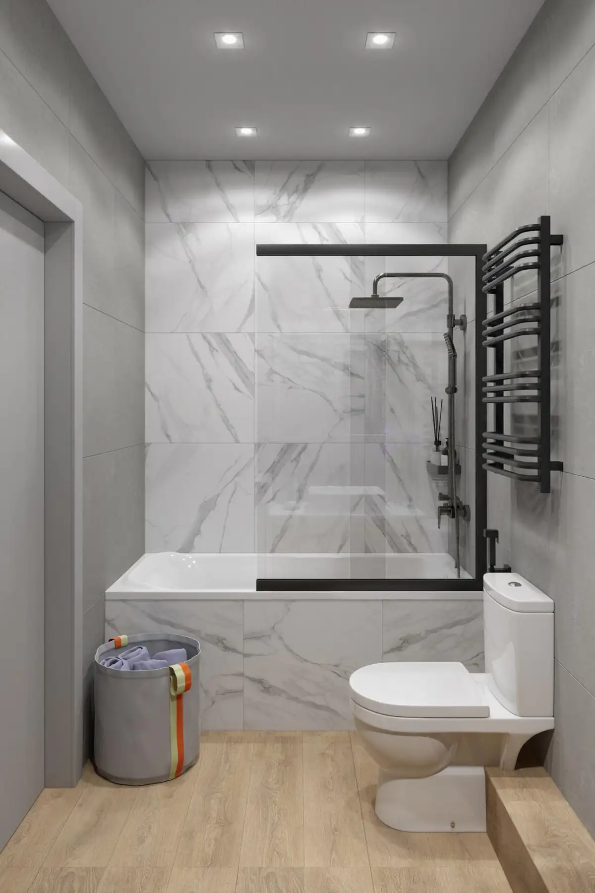 salle de bain marbre blanc