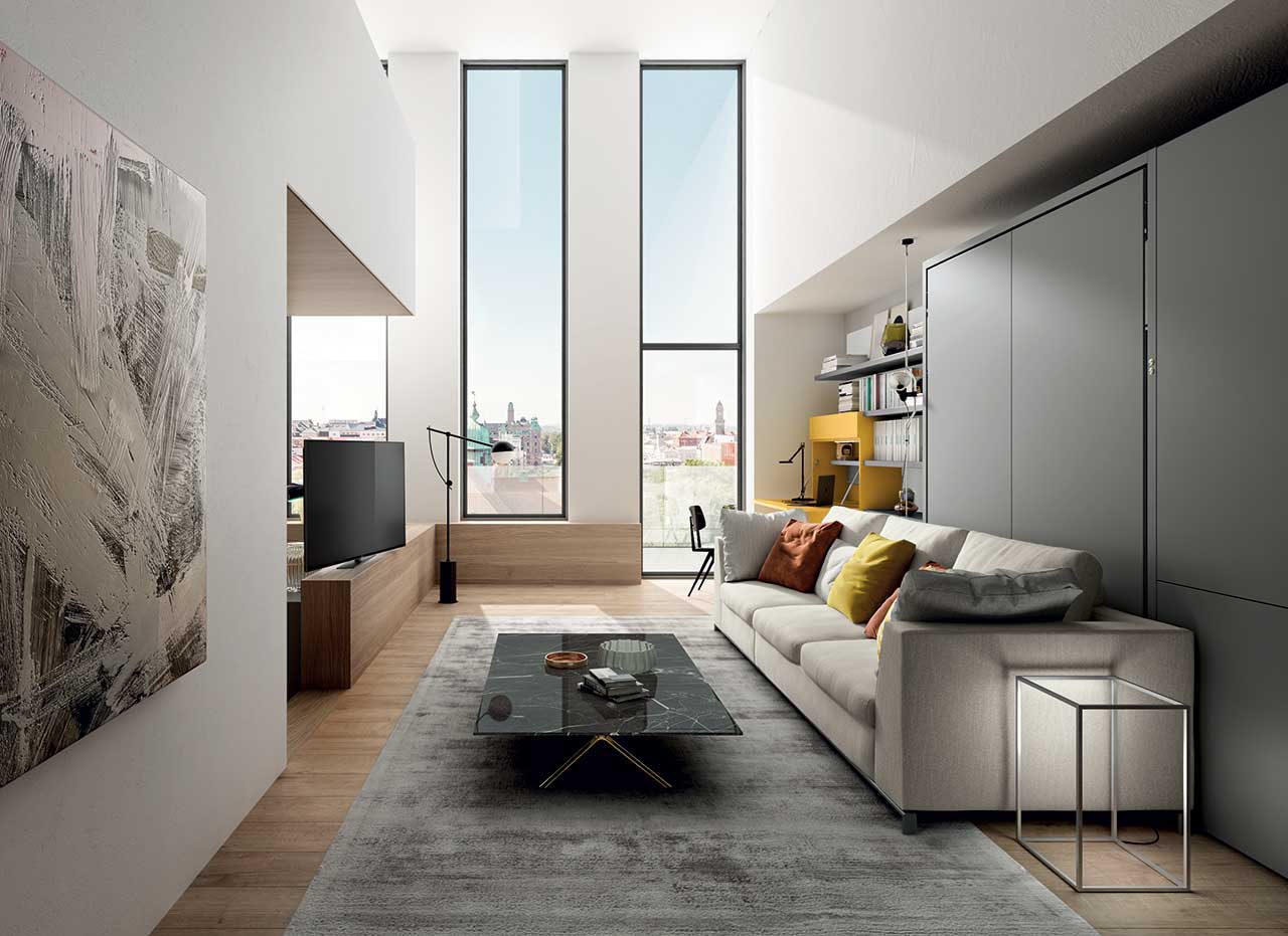 studio aménagé avec lit escamotable
