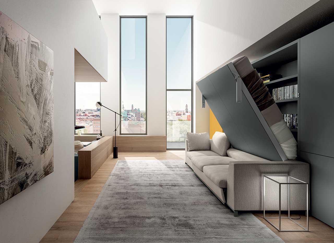 studio aménagé avec lit escamotable