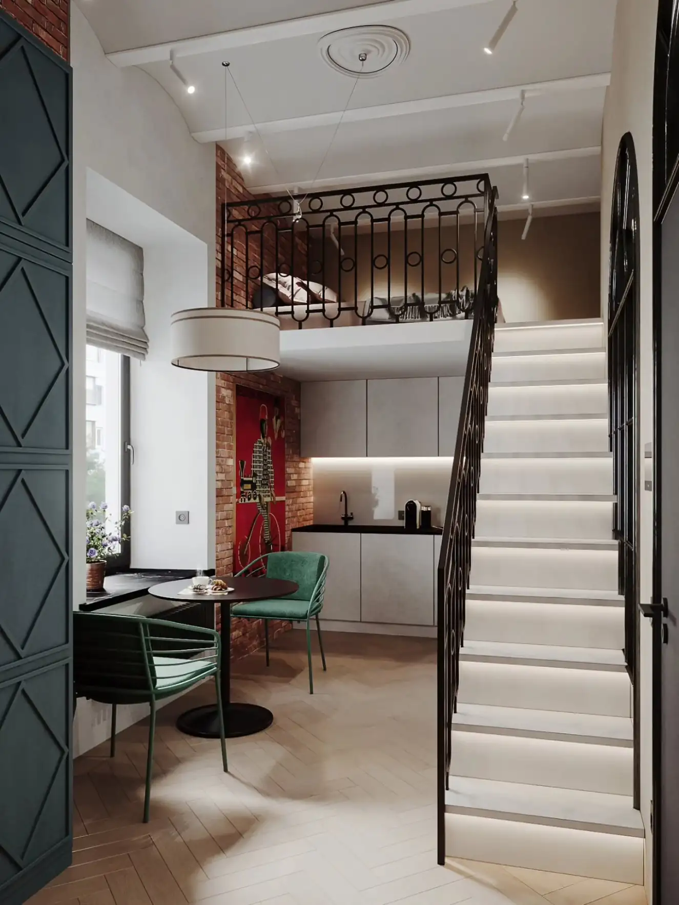 cuisine et espace repas studio 23m2 avec mezzanine cuisine et espace repas studio 23m2 avec mezzanine