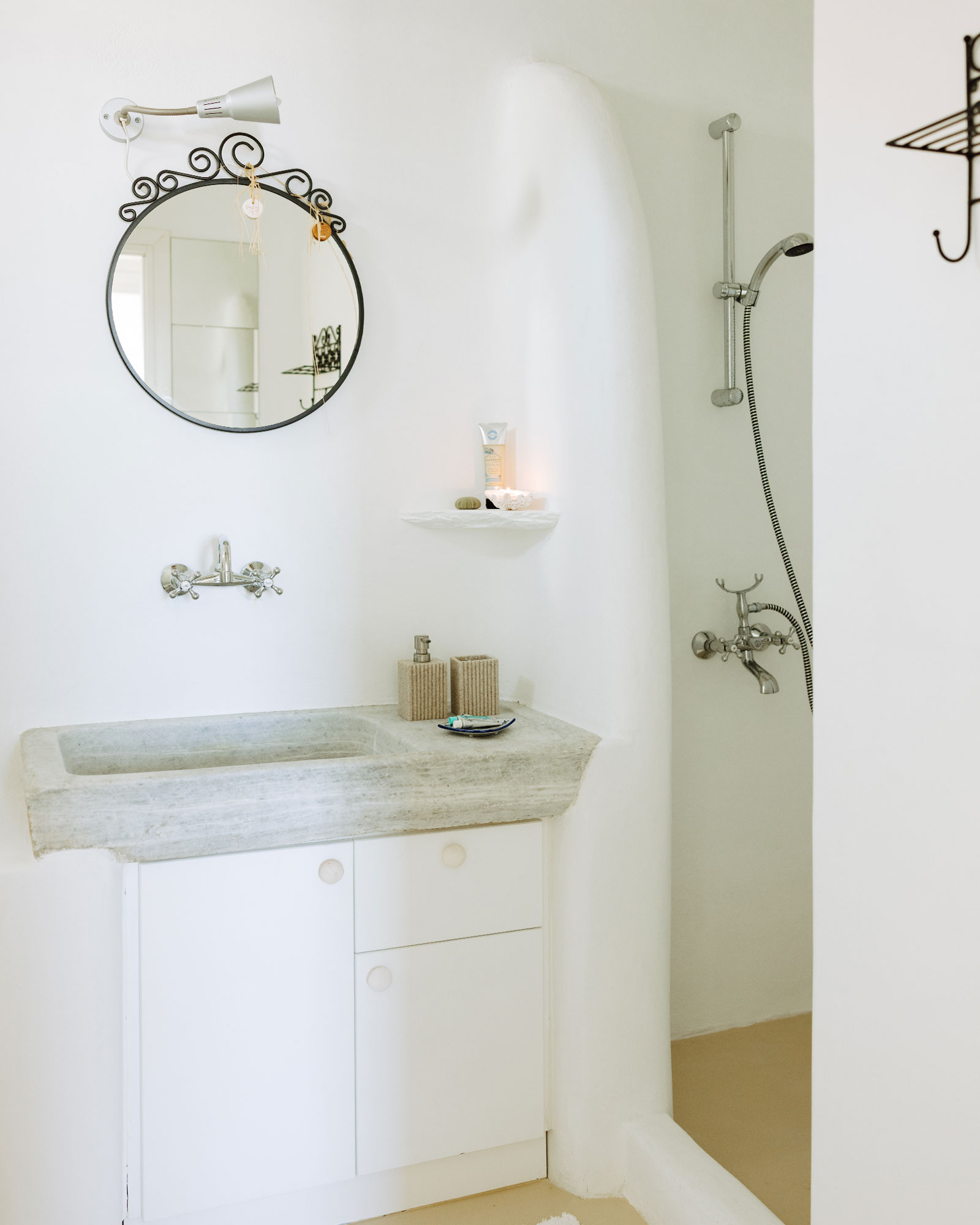 bathroom minimalist house with pool Villa Rizza island of Andros Greece