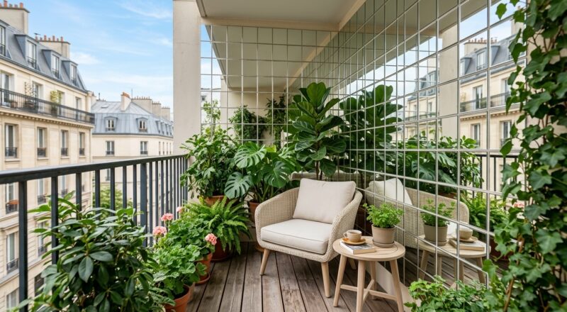 IKEA hack pour aménagement balcon étroit avec miroirs IKEA hack pour aménagement balcon étroit avec miroirs