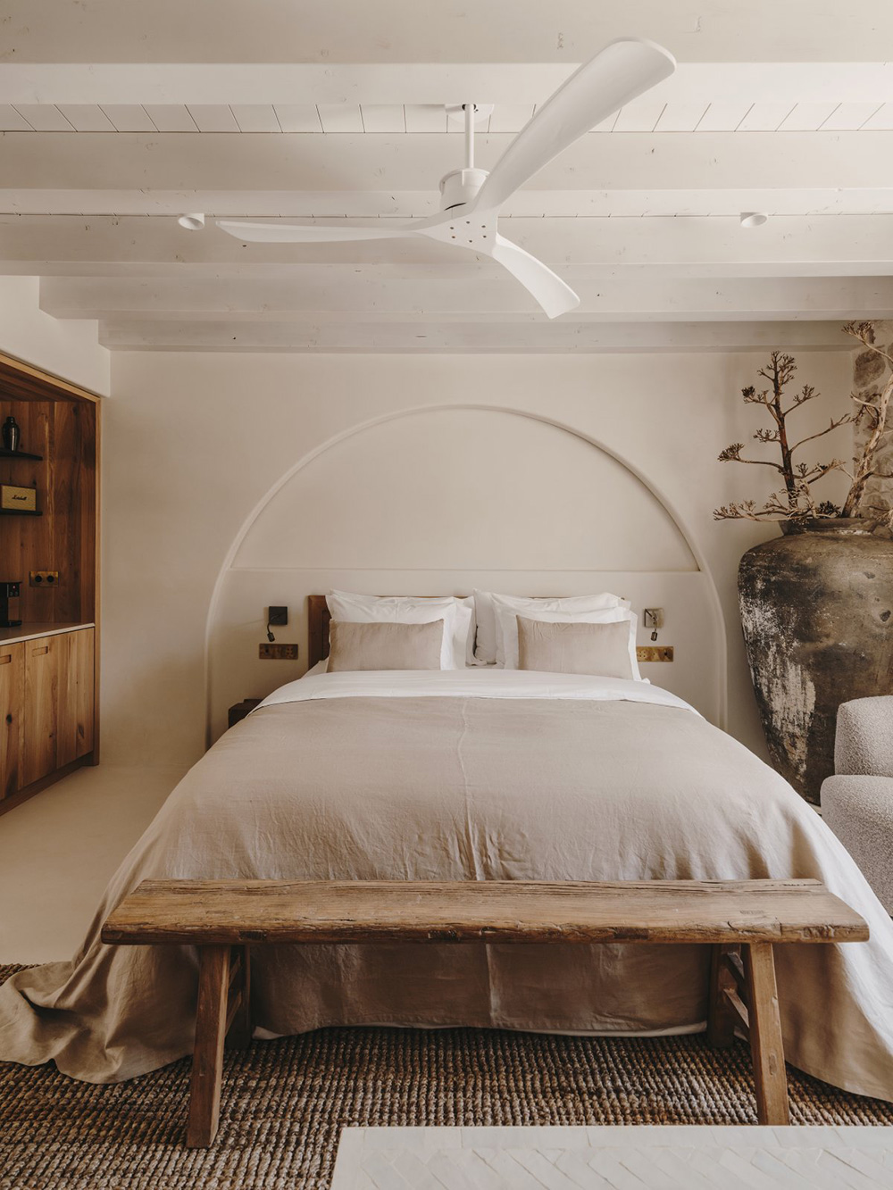 bedroom stone walls beige decor Palazzo Caterina Hvar Croatia19th-century palace