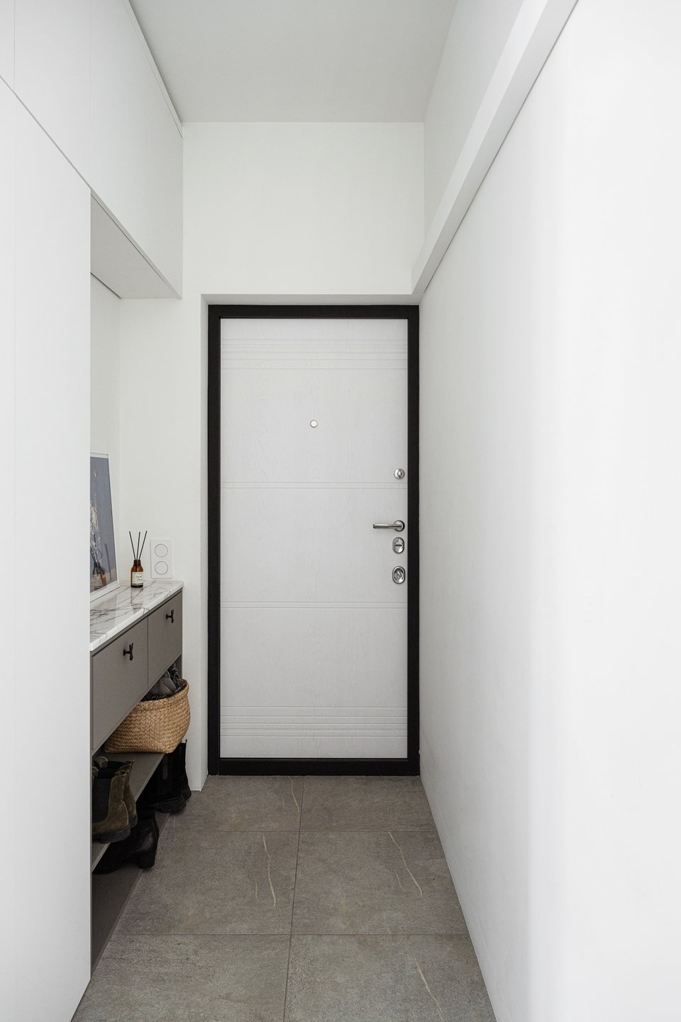 entrée grise et blanche appartement 50m2