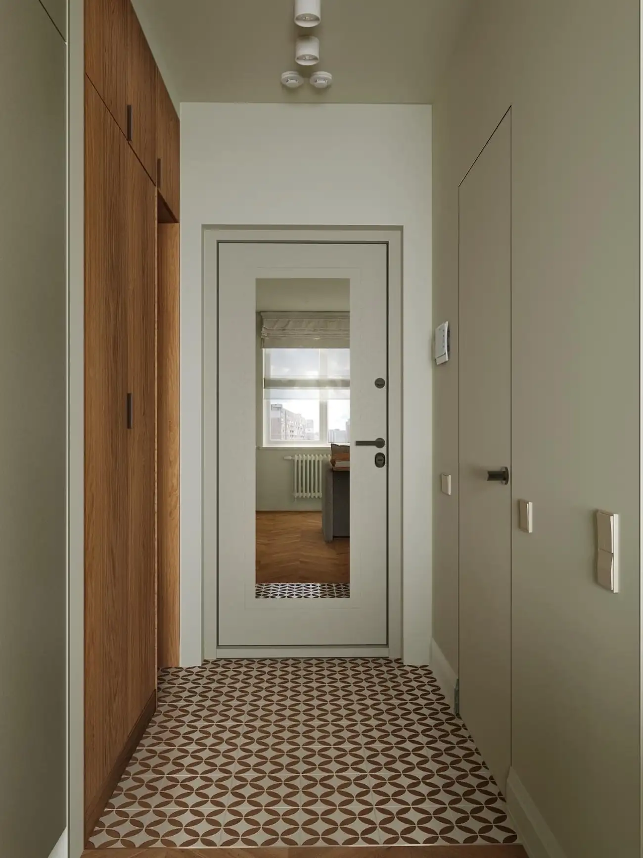 entrée avec placards décoration contemporaine studio 27m2