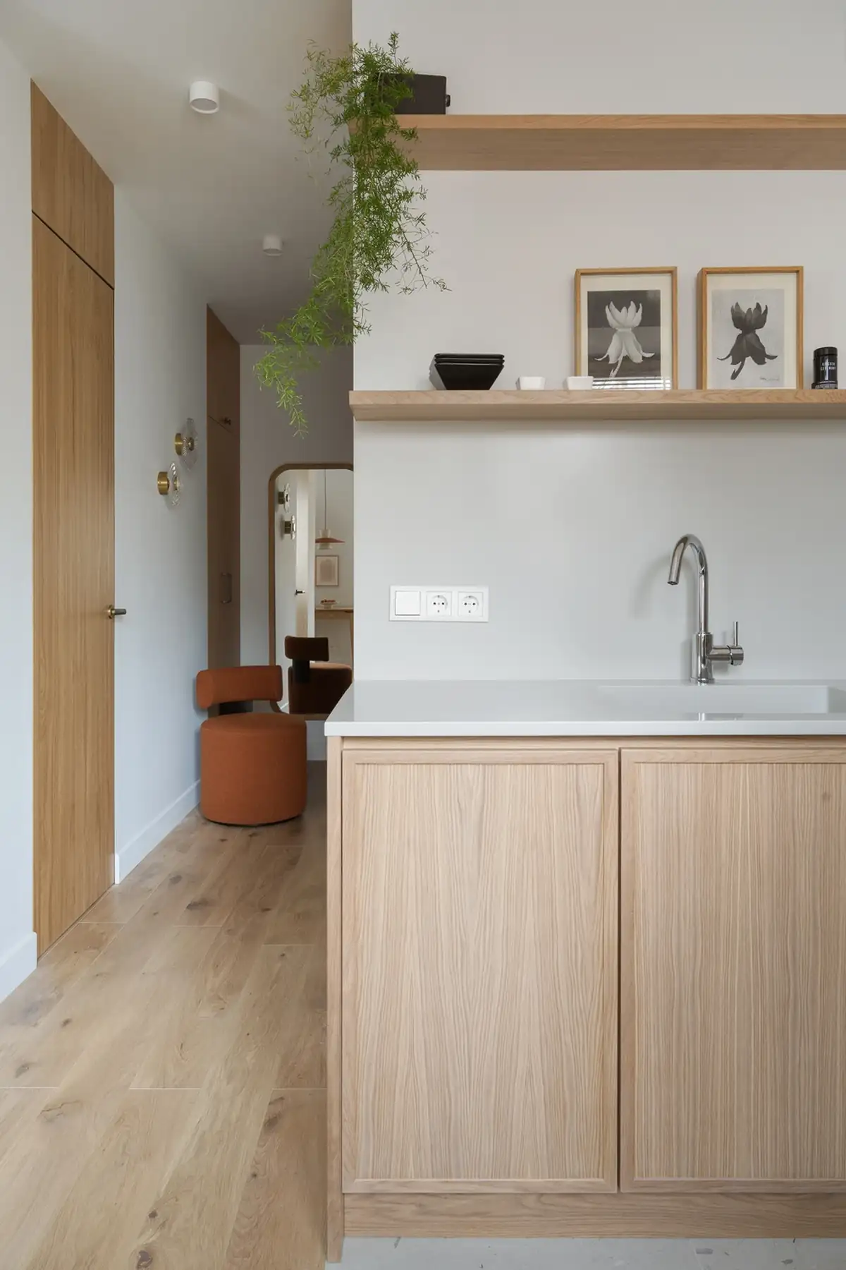 open kitchen contemporary and natural decor one-bedroom apartement 32sqm open kitchen contemporary and natural decor one-bedroom apartement 32sqm