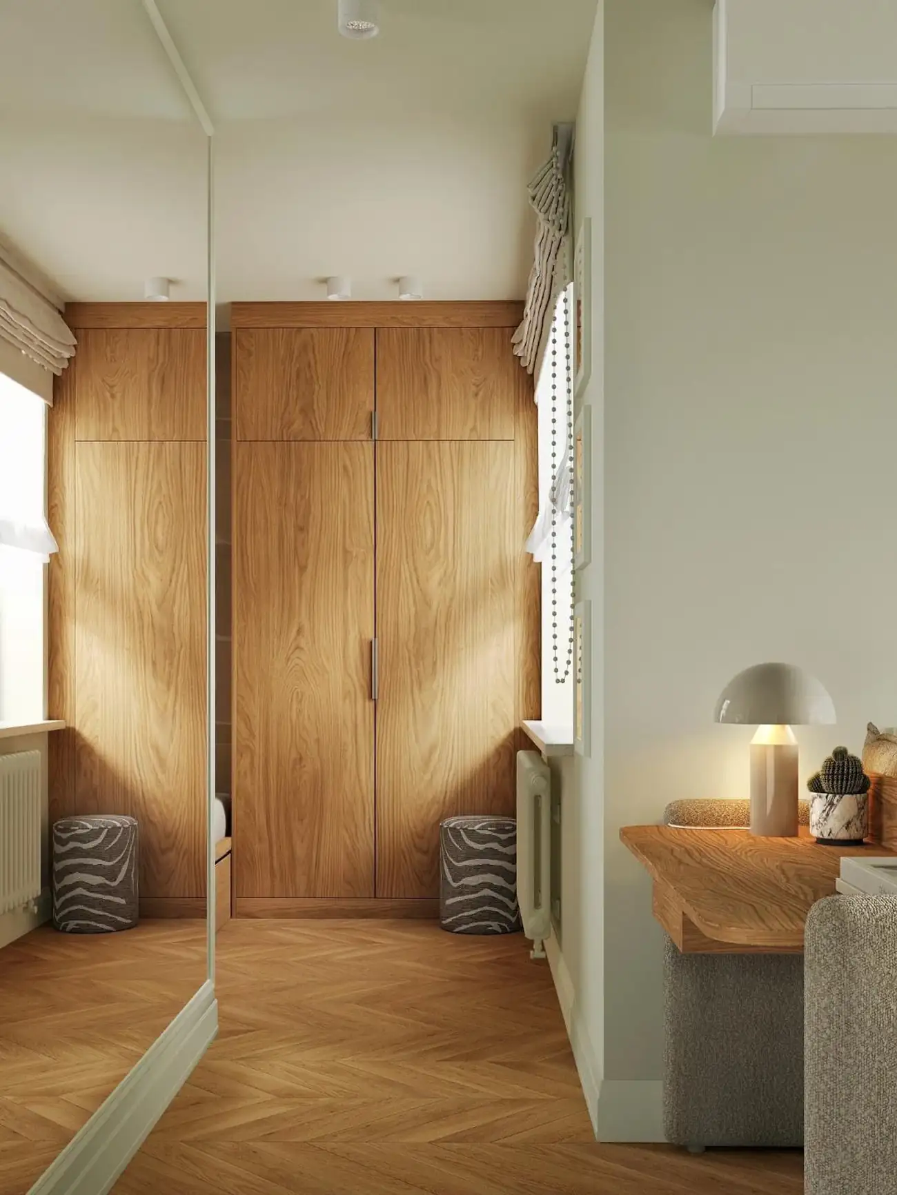 entrée et chambre en alcôve décoration contemporaine studio 27m2