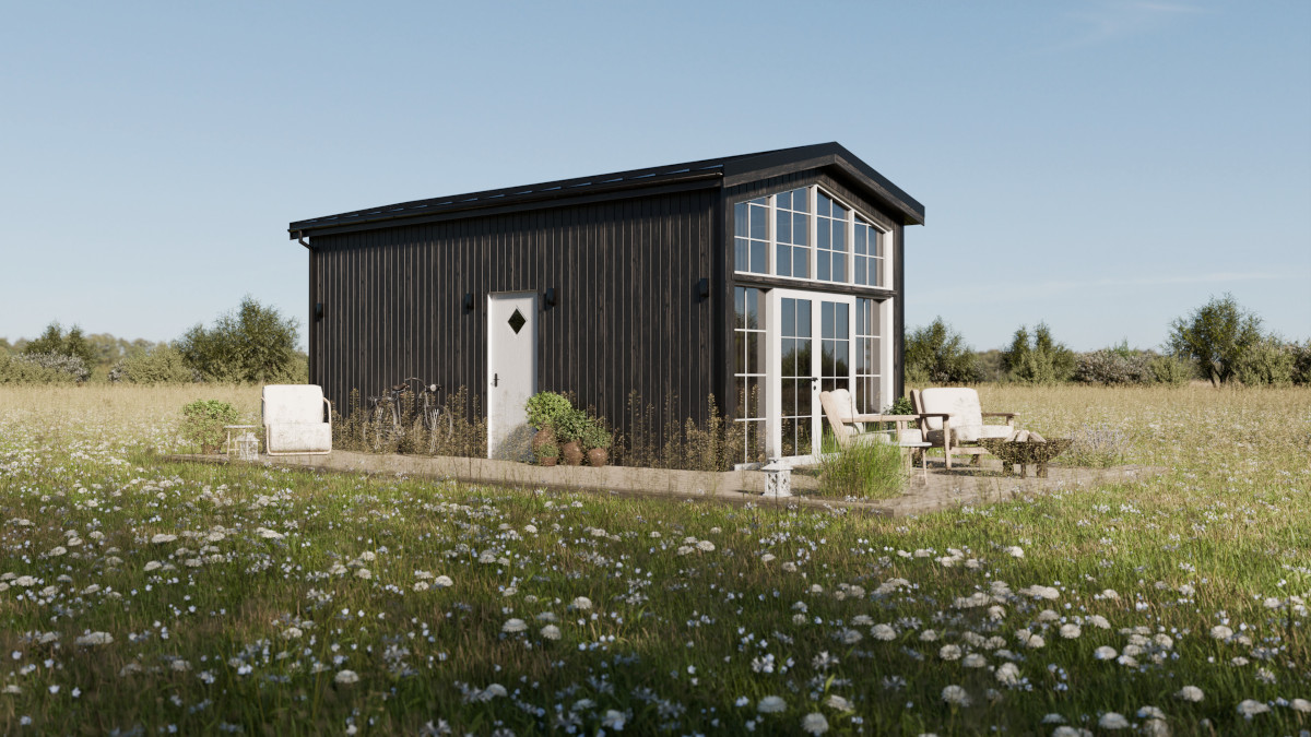 mini maison 39m2 Lucia par Vagabond Haven façade gris anthracite