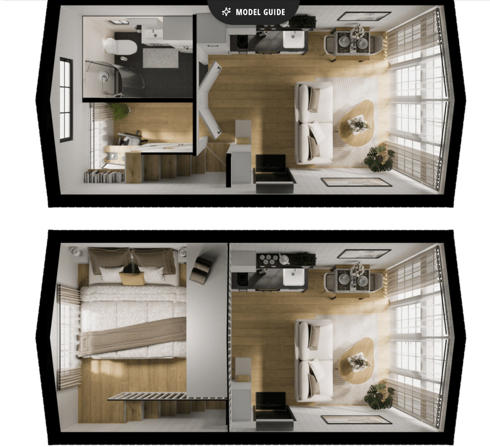plan 3D mini maison 39m2 Lucia par Vagabond Haven