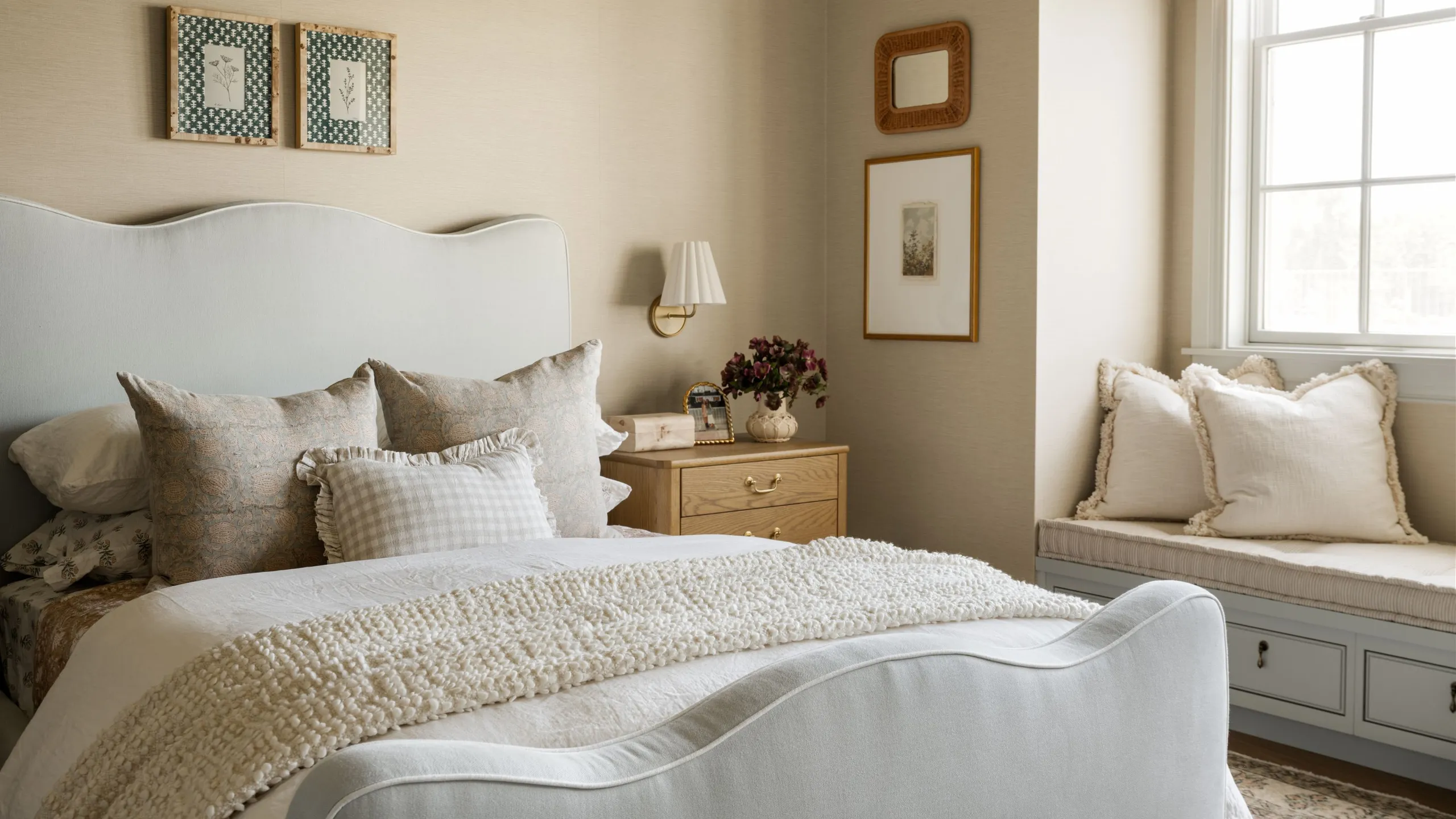 chambre décoration beige maison neuve décoration classique chic par Studio McGee