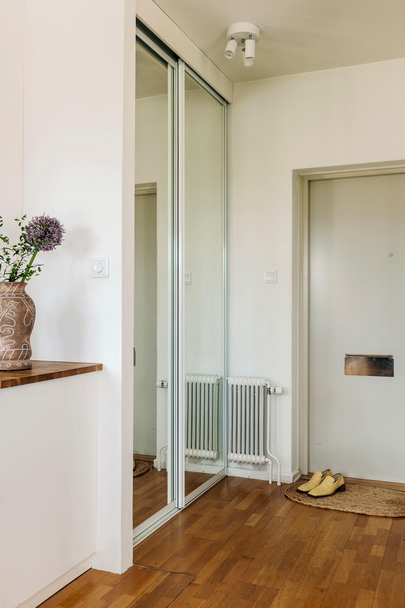 entrée avec placard miroir studio 35m2 décoration vintage scandinave entrée avec placard miroir studio 35m2 décoration vintage scandinave