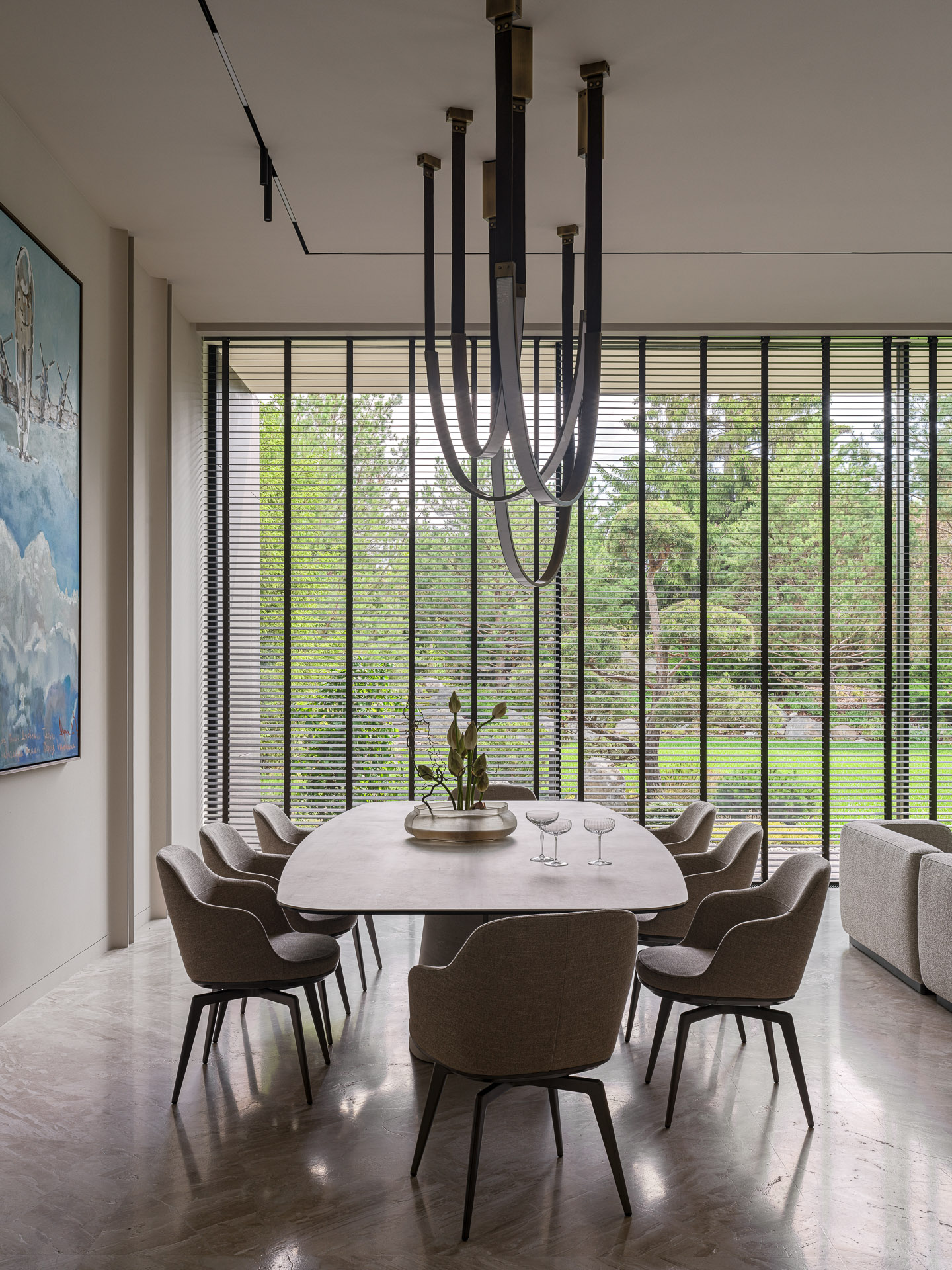 salle à manger avec baie vitrée décoration contemporaine maison contemporaine