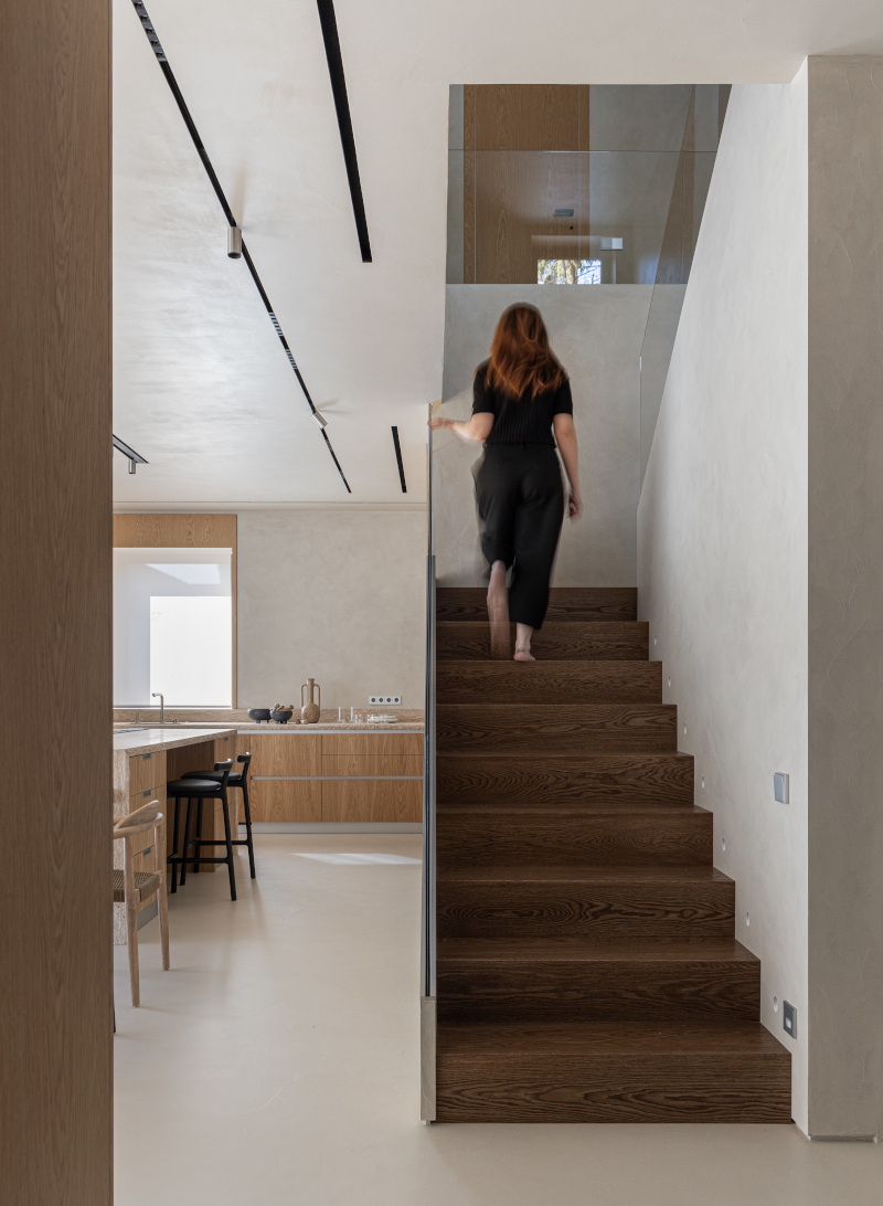 escalier contemporain bois et verre