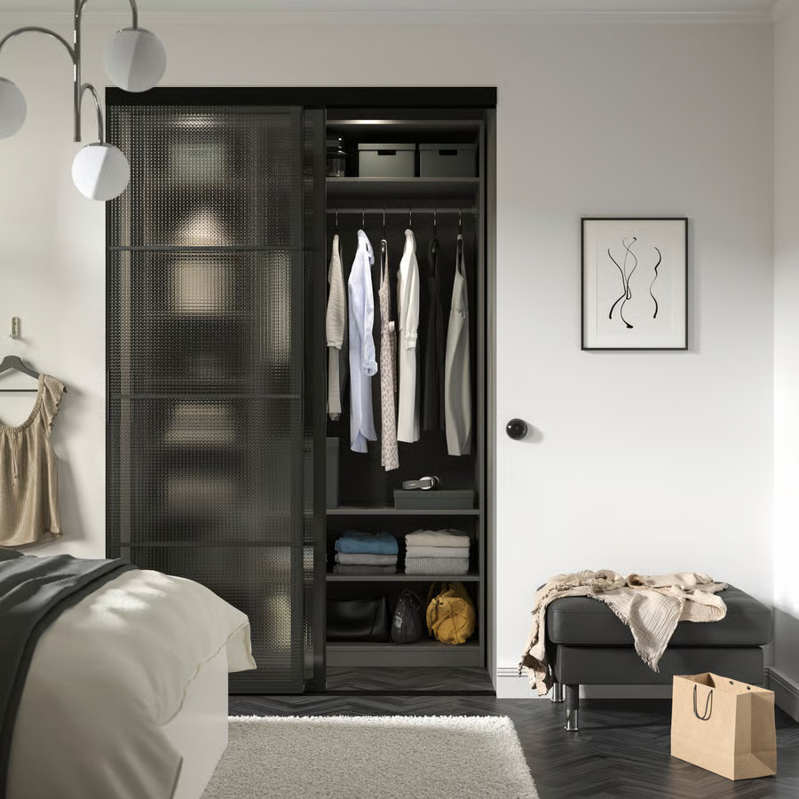 porte dressing IKEA coulissante verre et acier noir porte dressing IKEA coulissante verre et acier noir