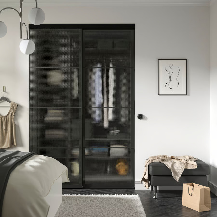 porte dressing IKEA coulissante verre et acier noir porte dressing IKEA coulissante verre et acier noir
