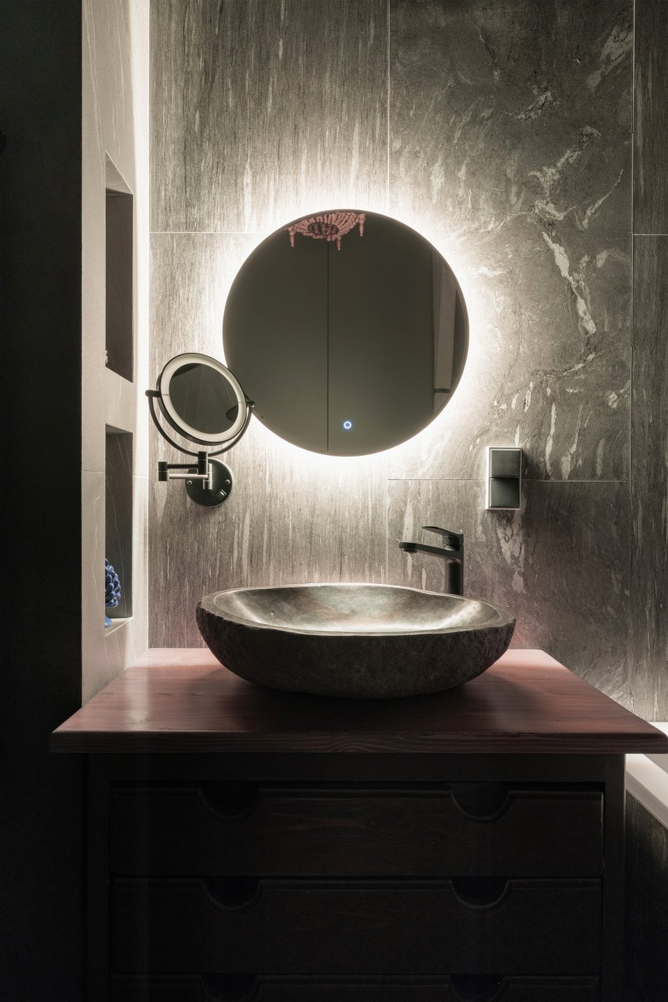 salle de bain grise deux-pièces 41m2 décoration contemporaine