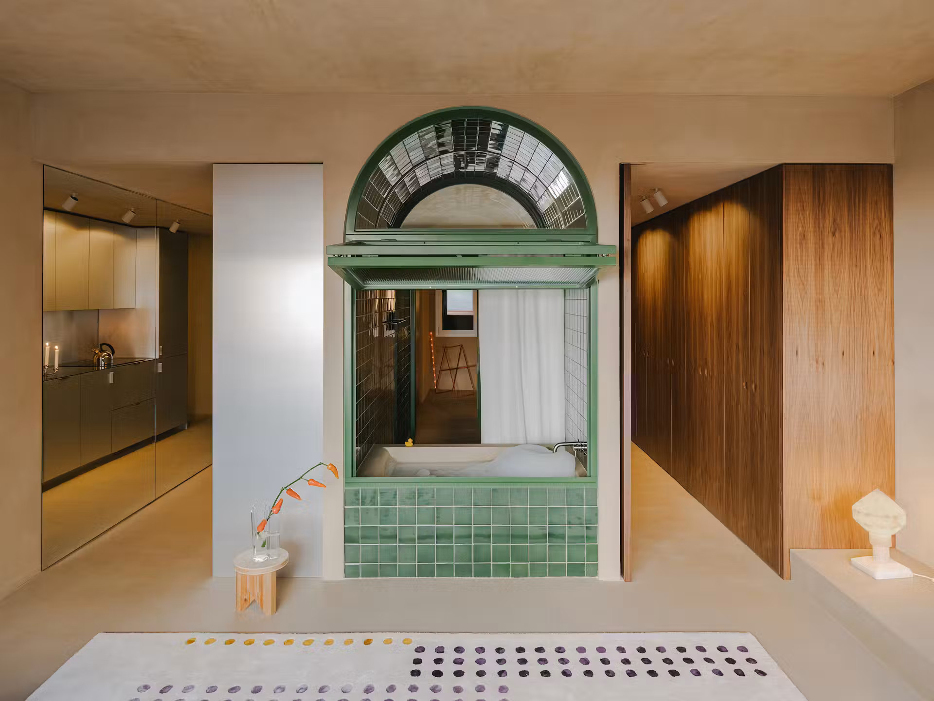appartement décoration contemporaine avec salle de bain style spa dans le salon