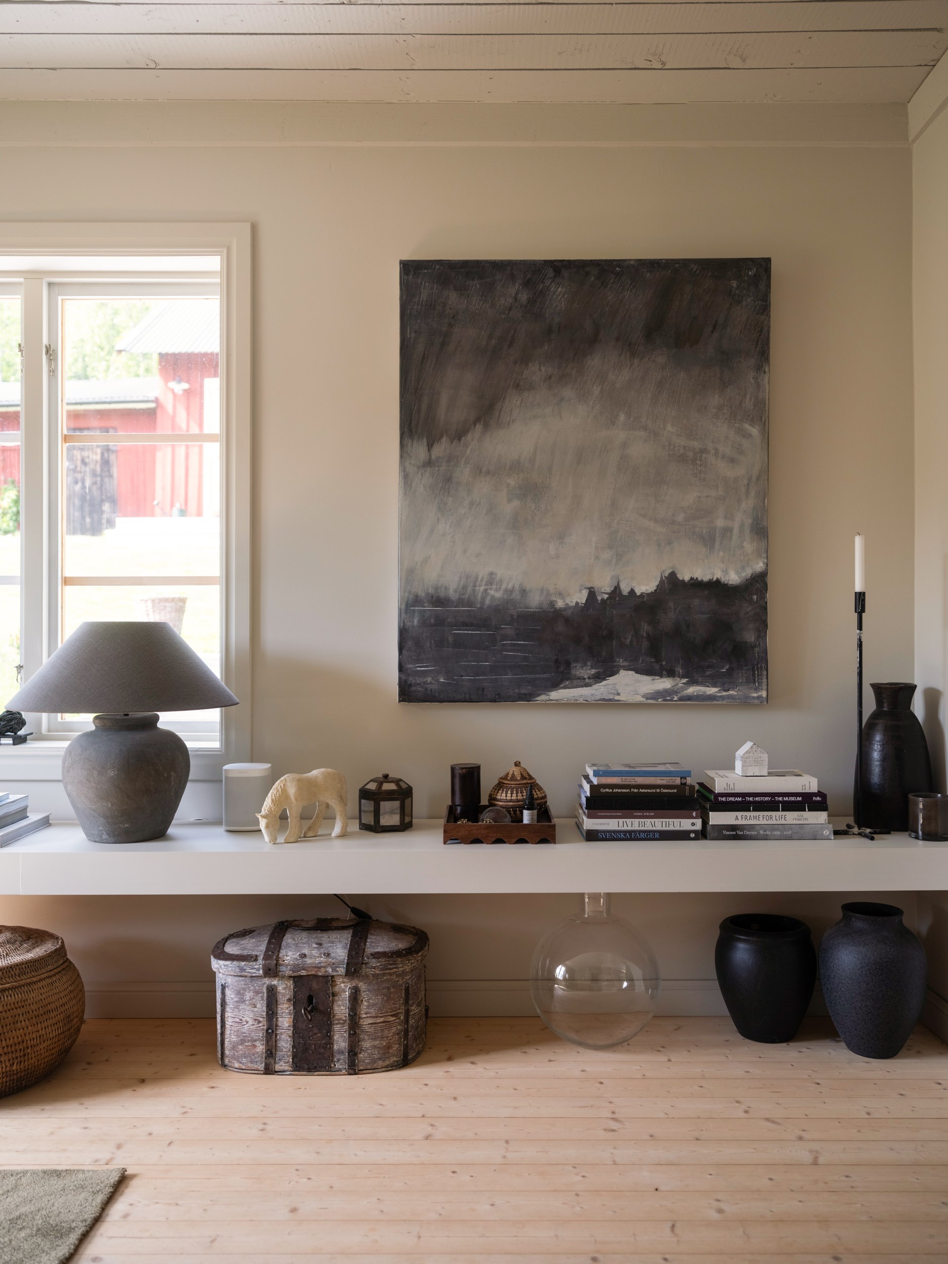 salon tons beiges et kaki décoration scandinave