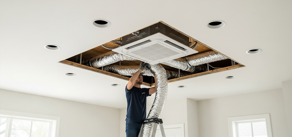 installation climatisation gainable dans faux plafond