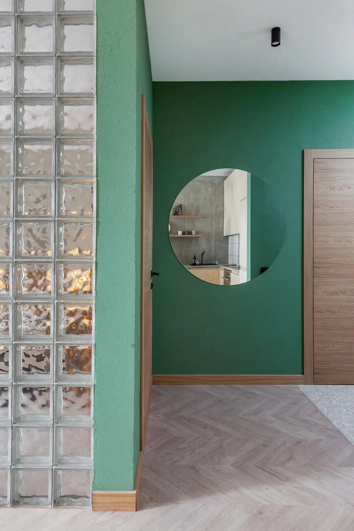 entryway with green walls