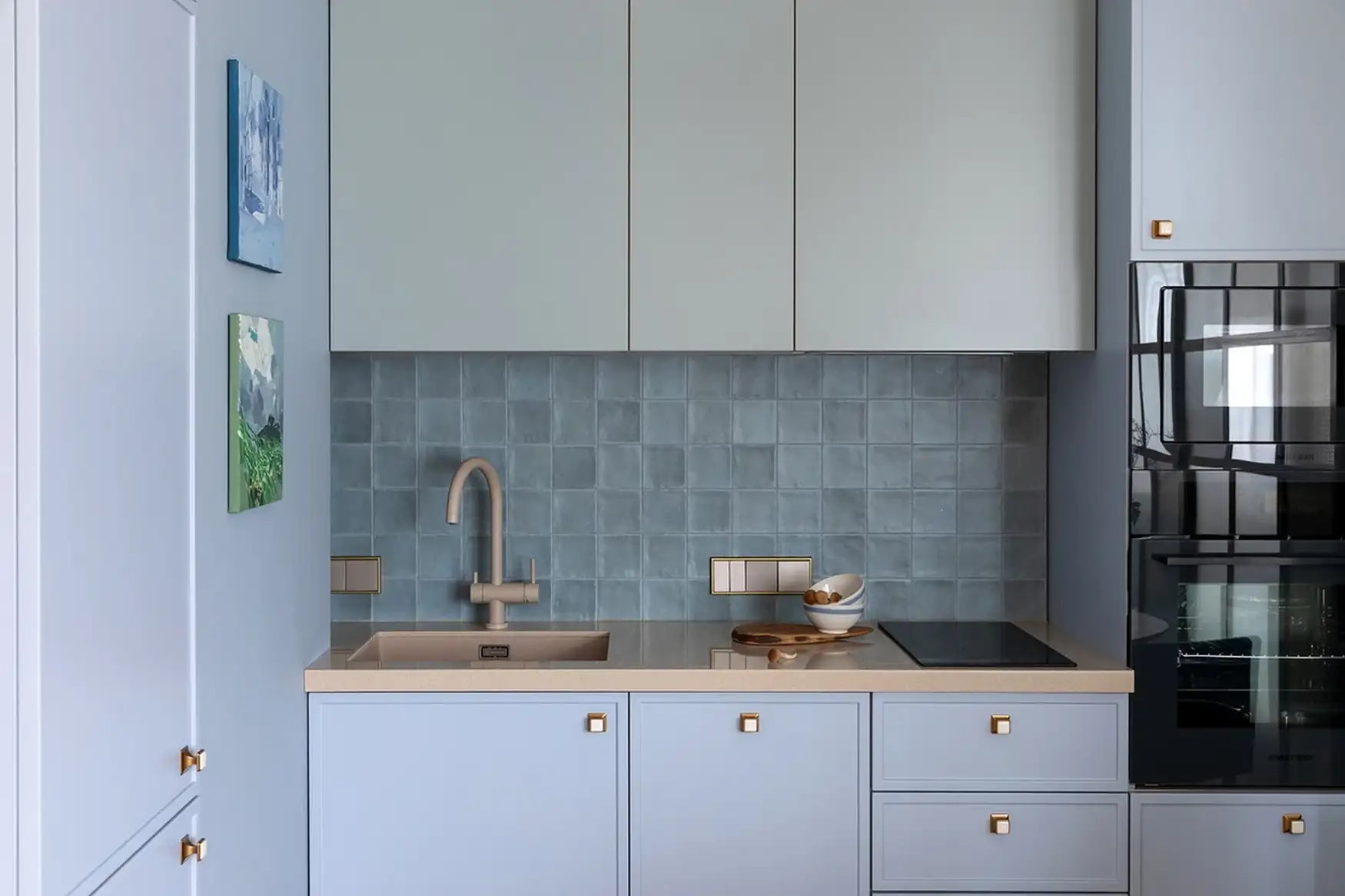 cuisine bleue studio de 32m2 décoration contemporaine cuisine bleue studio de 32m2 décoration contemporaine