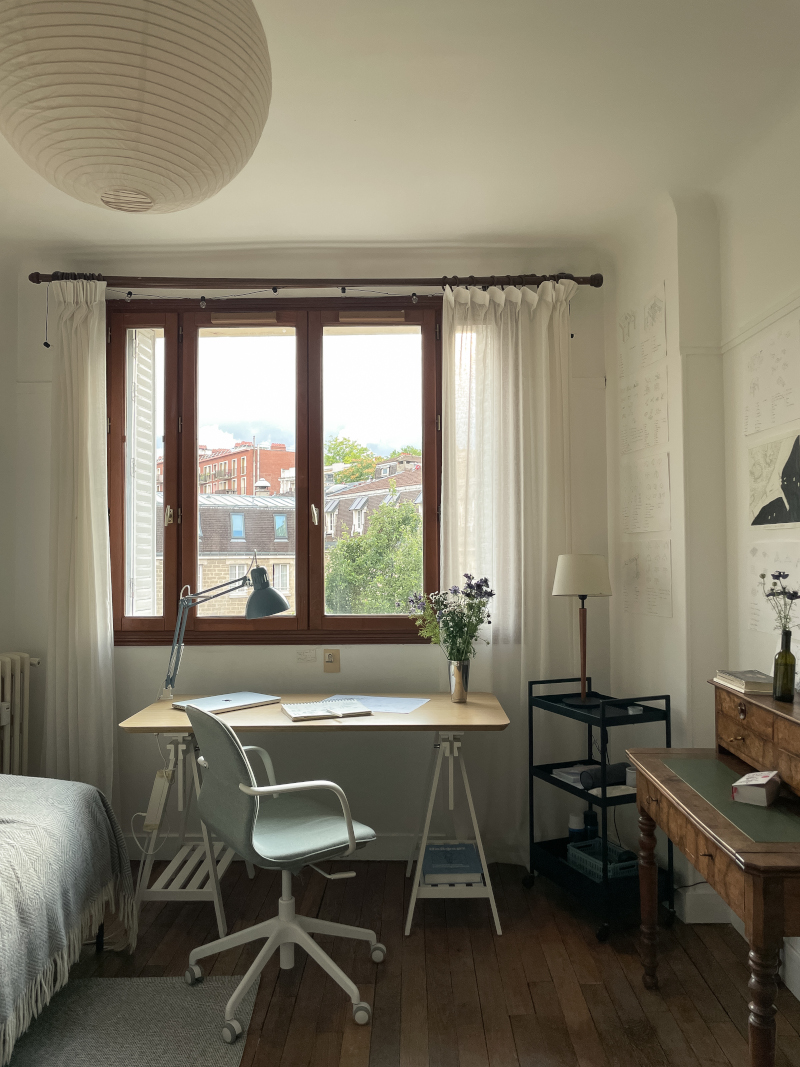 chambre avec bureau appartement parisien de 64m2 décoration vintage