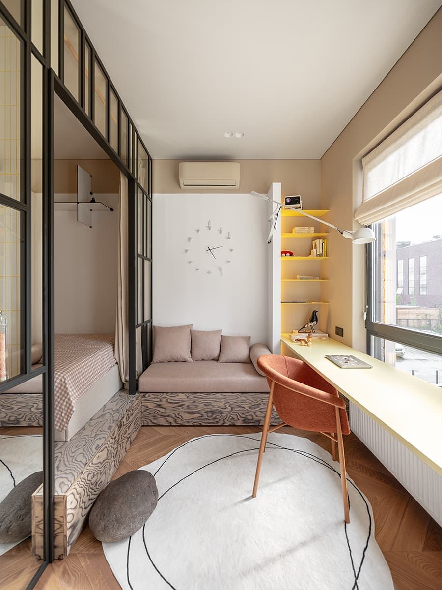 salon et chambre avec verrière studio de 23m2 décoration contemporaine salon et chambre avec verrière studio de 23m2 décoration contemporaine