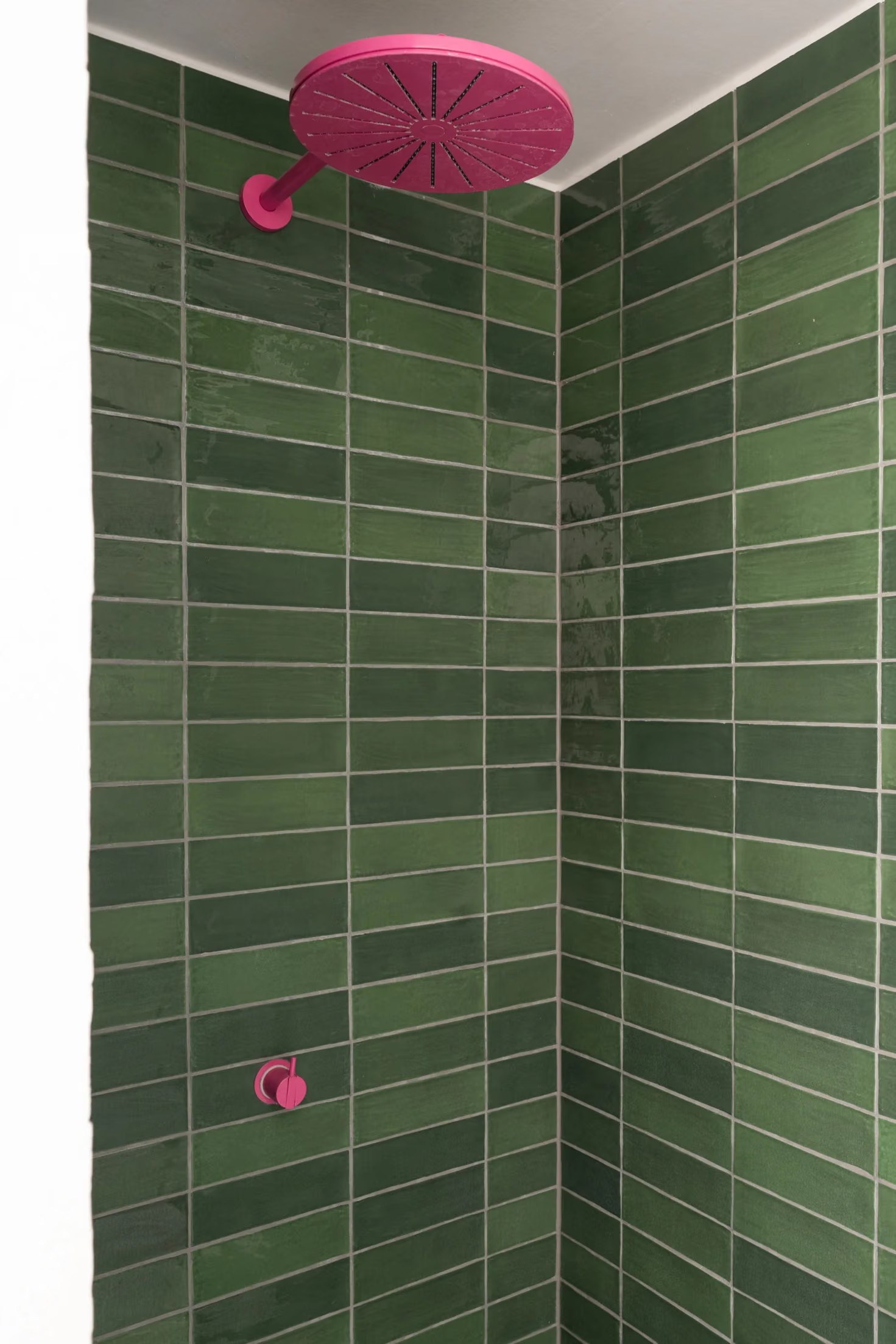 douche verte et rose