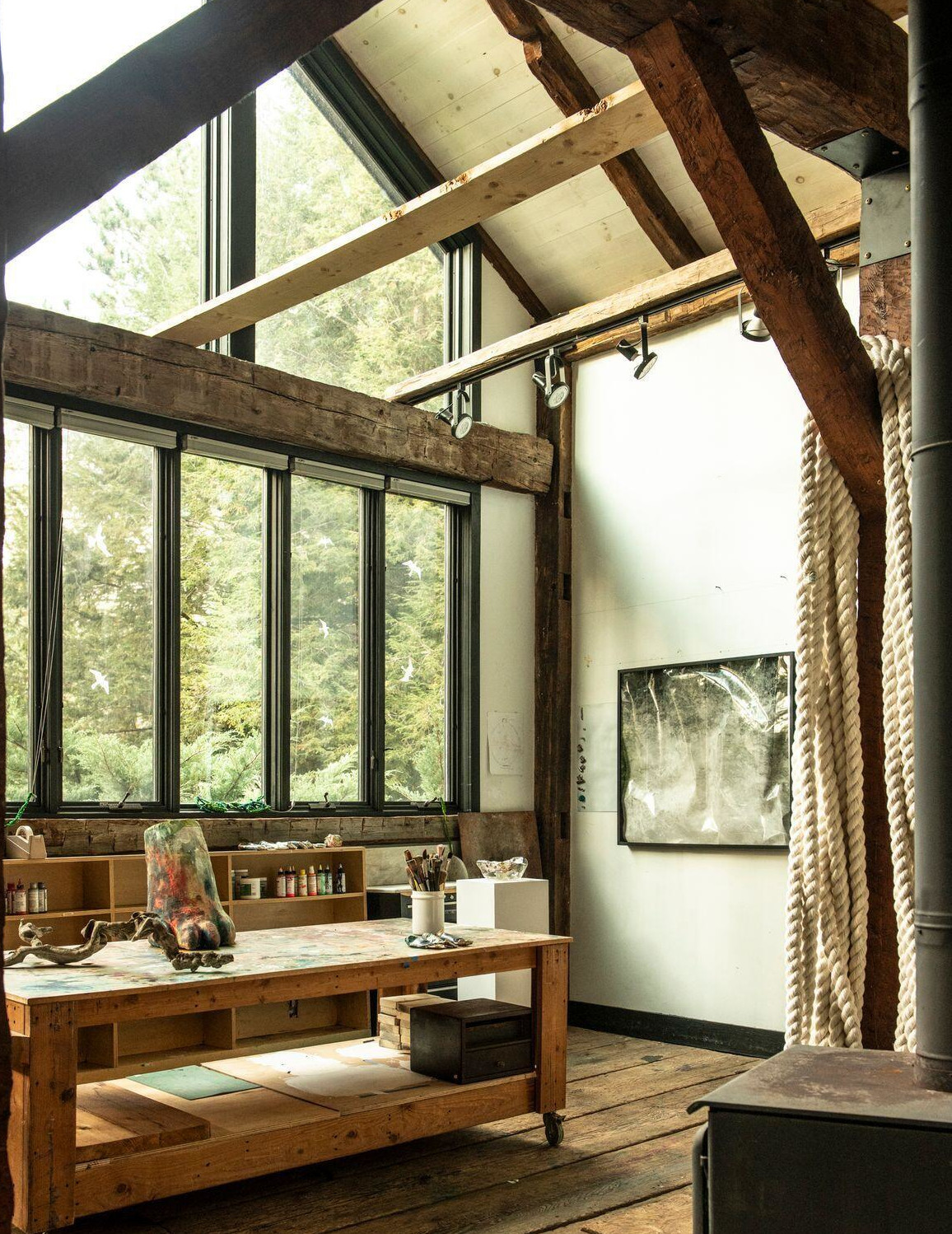 artist's studio rustic chic decor 18th-century house in the Catskills