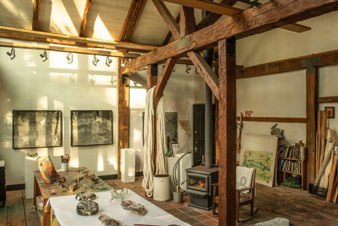 artist's studio rustic chic decor 18th-century house in the Catskills