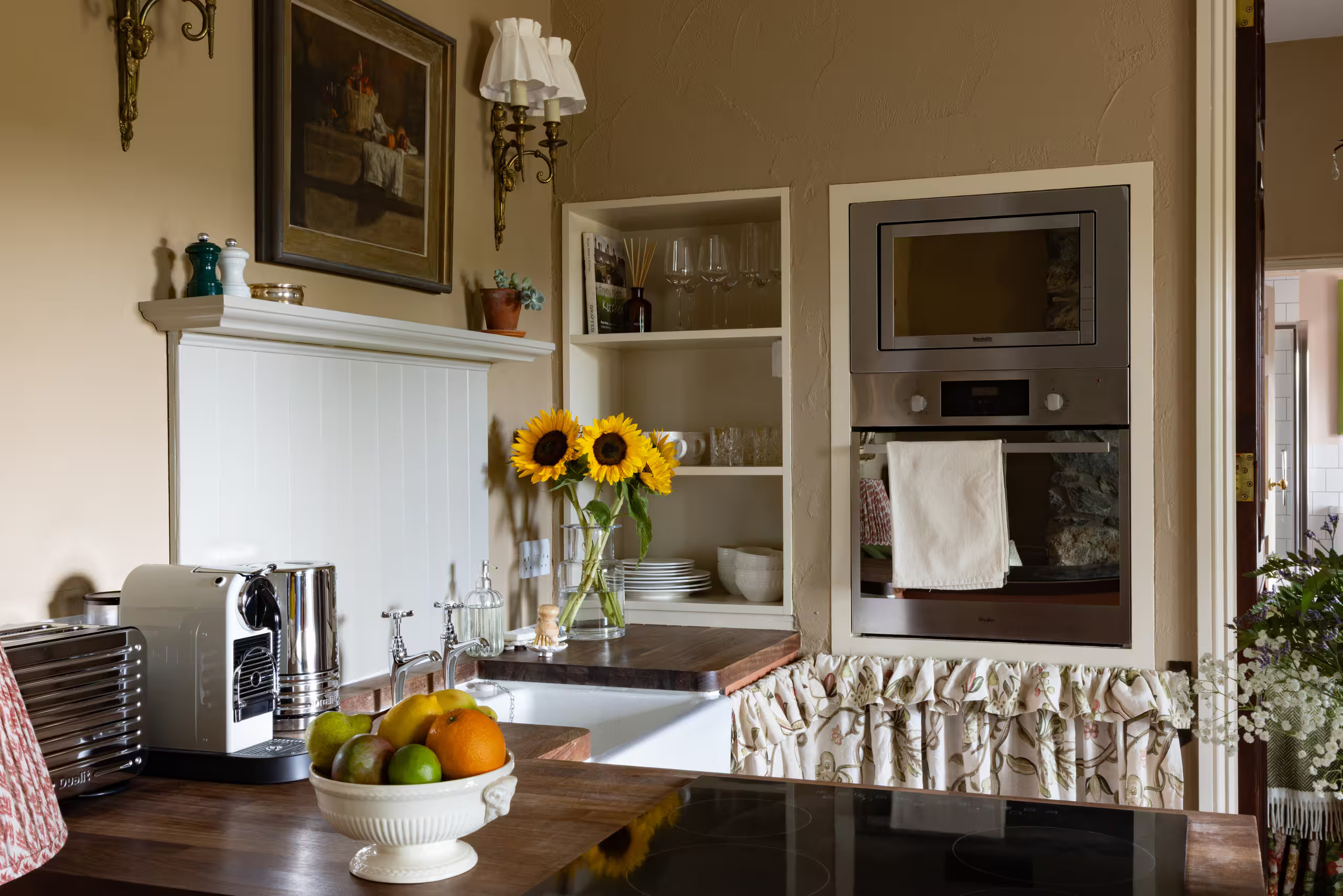 cuisine ouvert décoration rustique chic cottage en pierre au cœur du Pays de Galles