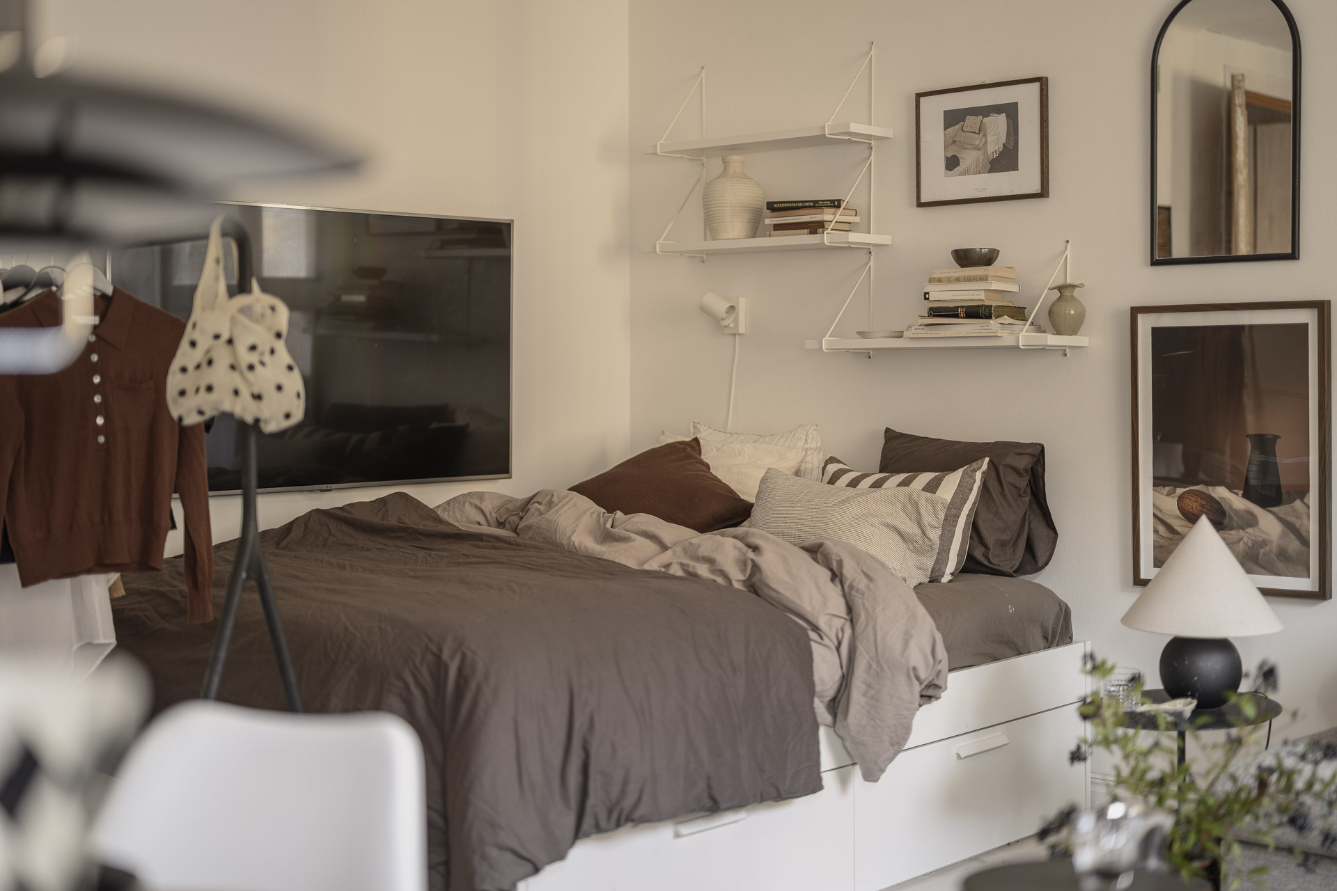 espace chambre décoration scandinave studio 38m2 ancien