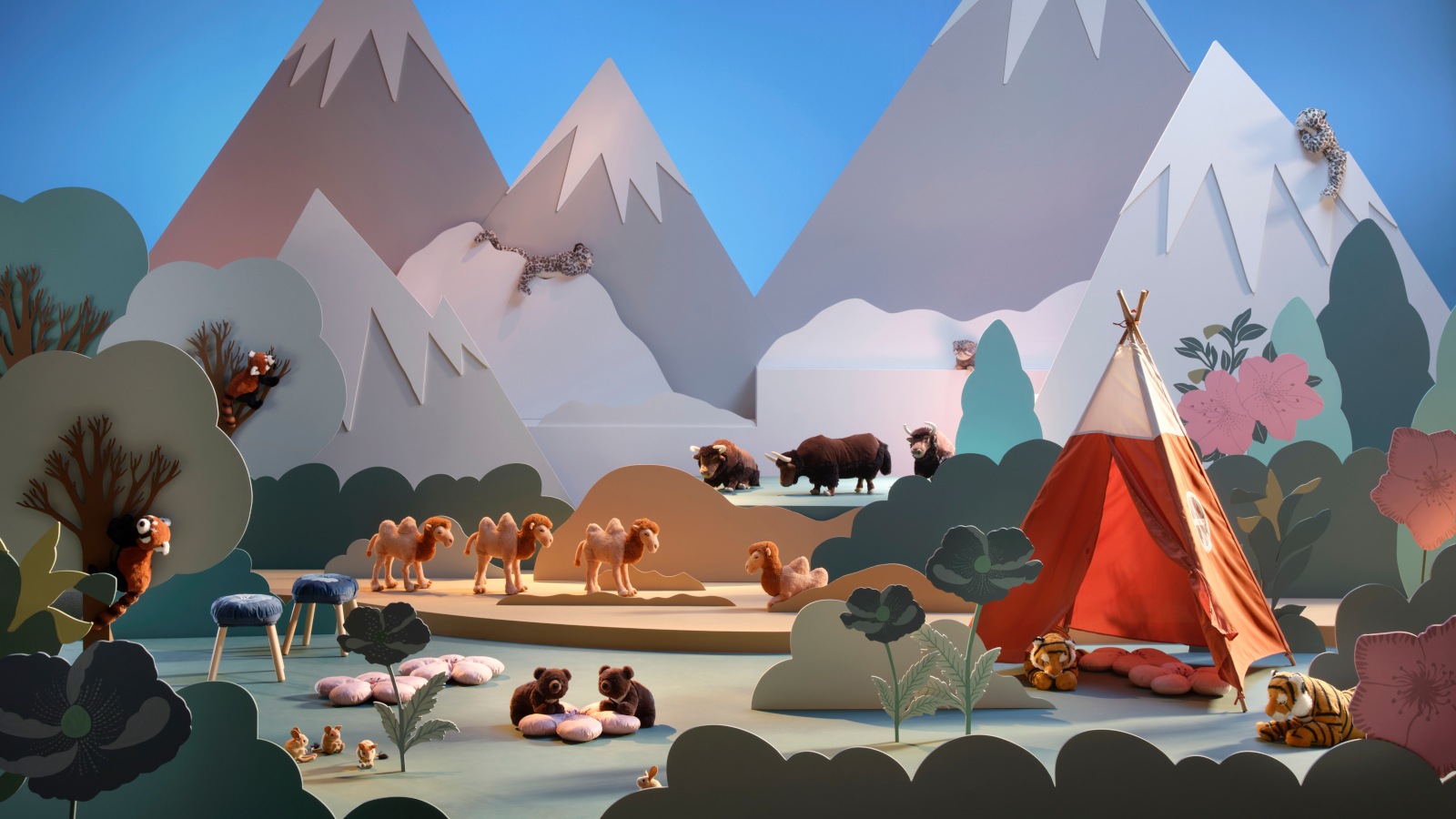 peluches animaux enfant et tipi