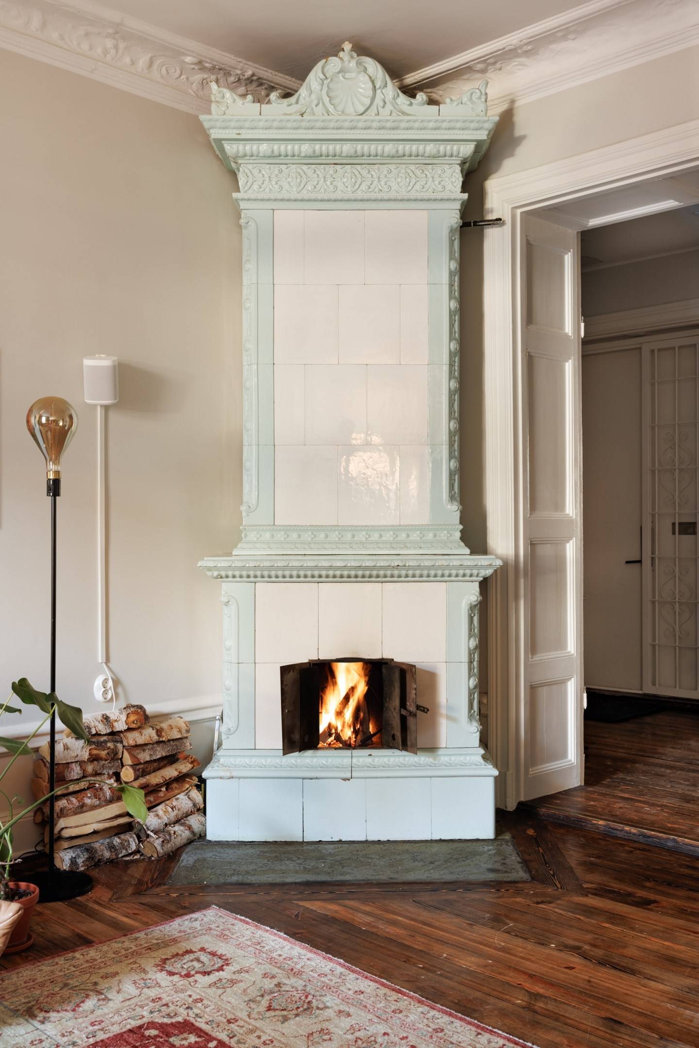 Traditional Swedish tiled stove