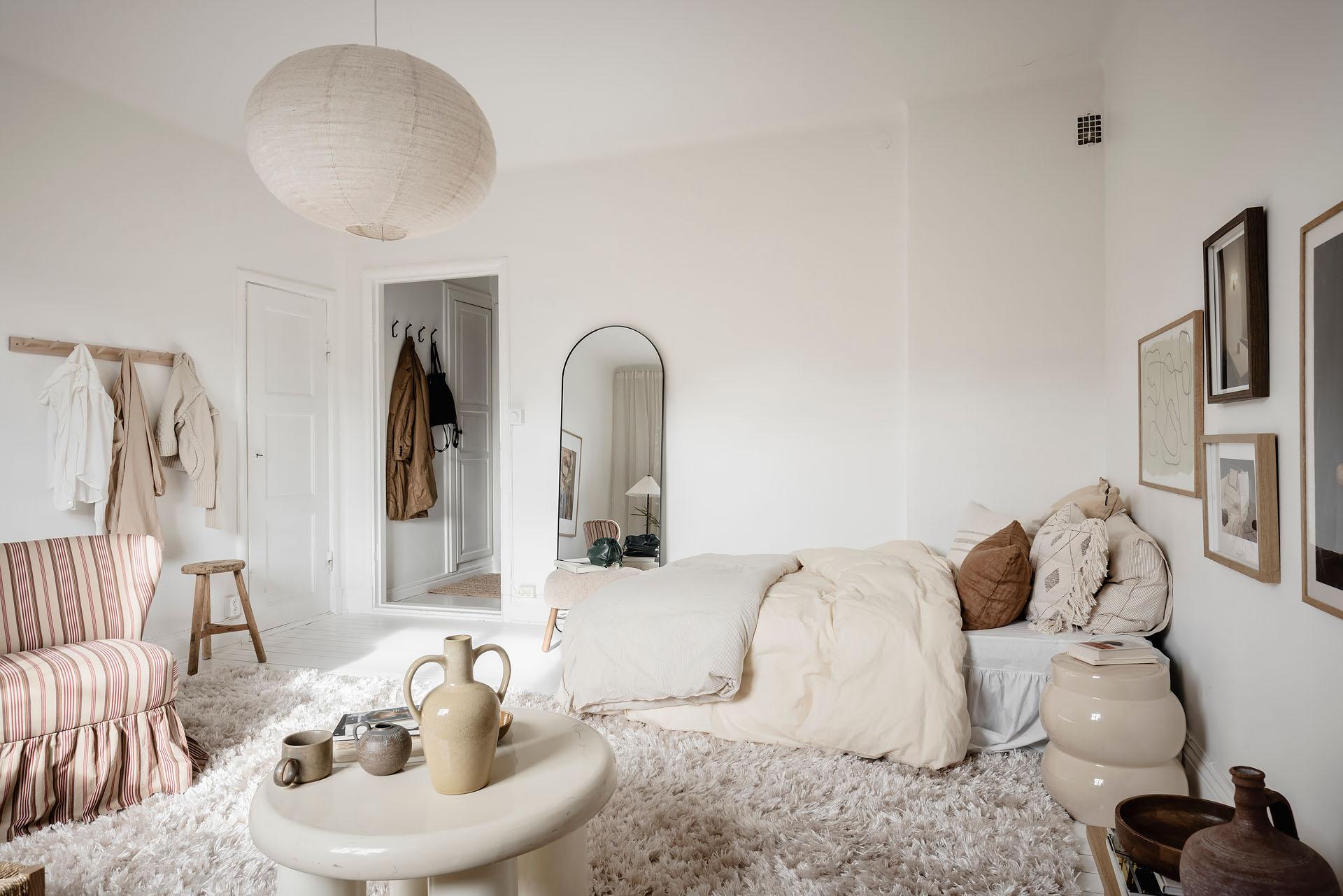 salon et coin chambre décoration scandinave blanche studio 27m2 salon et coin chambre décoration scandinave blanche studio 27m2