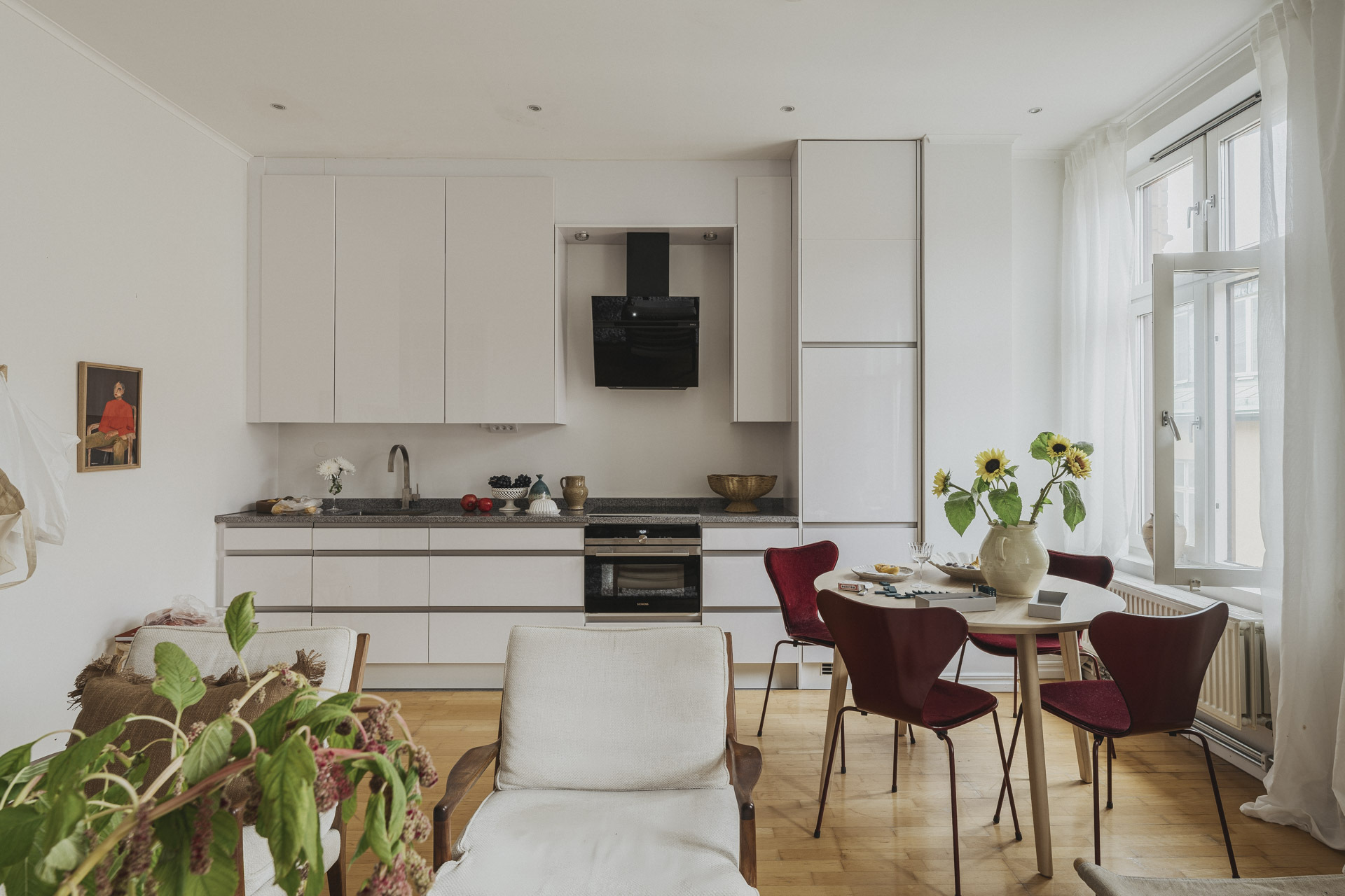 open kitchen dining room and living room neutral tons Scandinavian decor 50sqm apartment open kitchen dining room and living room neutral tons Scandinavian decor 50sqm apartment
