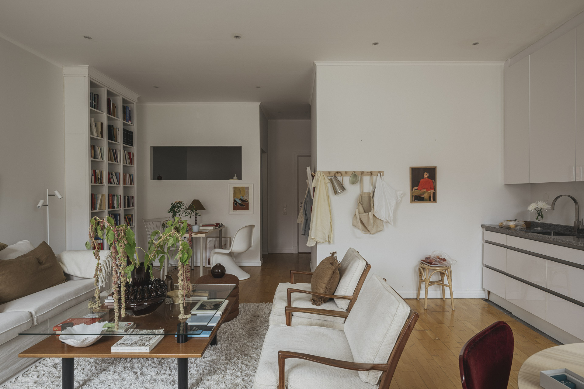 open kitchen home office and living room neutral tons Scandinavian decor 50sqm apartment open kitchen home office and living room neutral tons Scandinavian decor 50sqm apartment