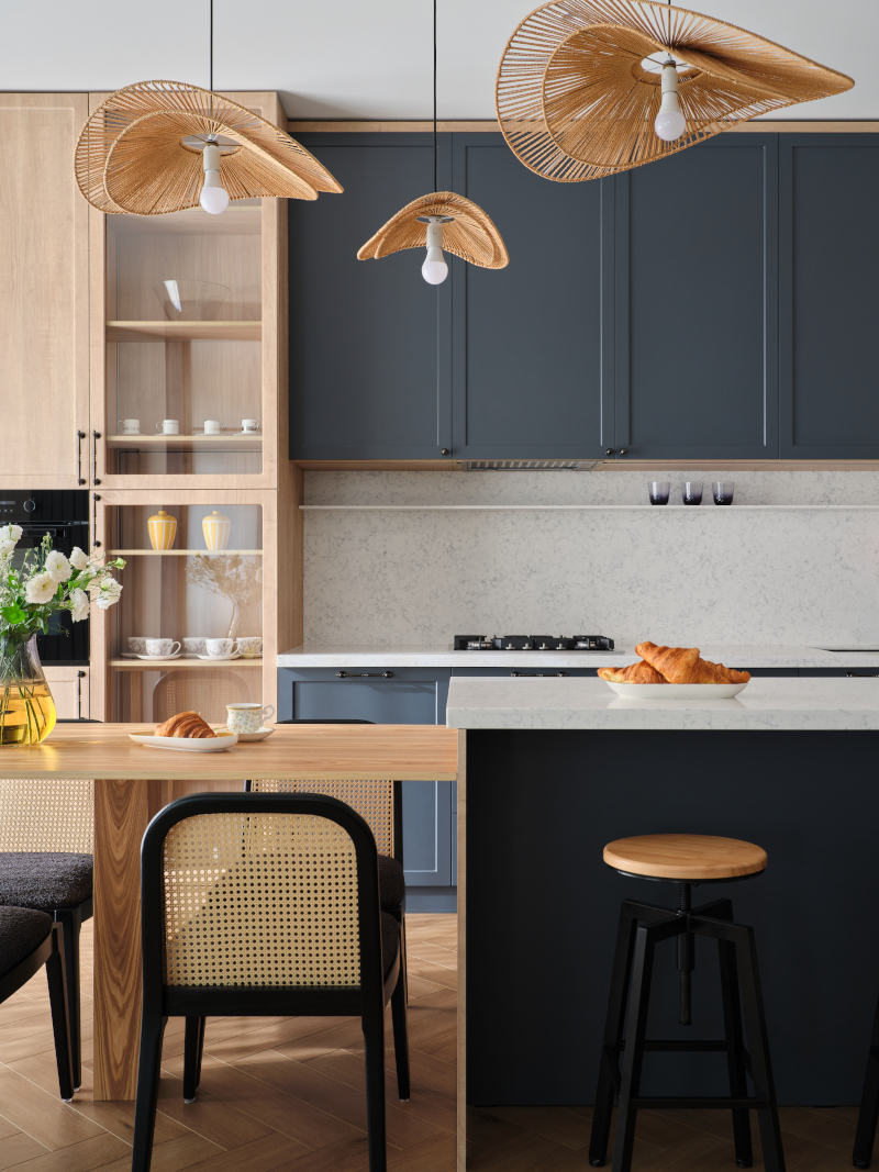 cuisine bois et bleu décoration contemporaine cuisine bois et bleu décoration contemporaine