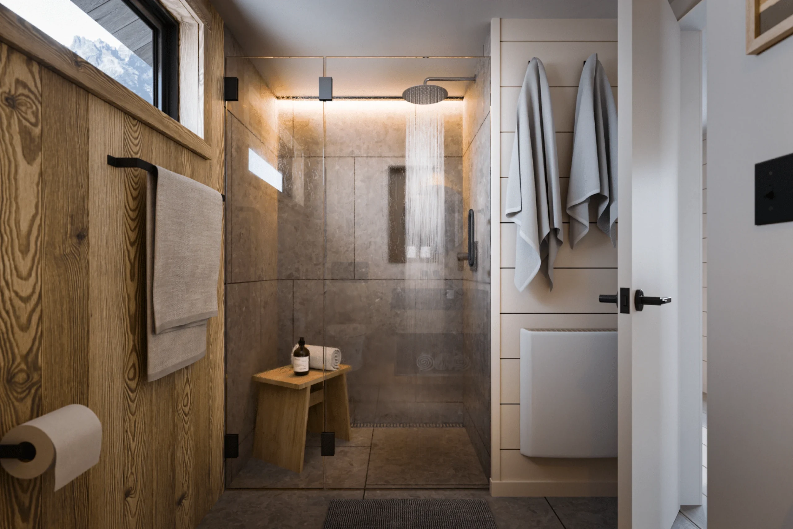 salle de bain moderne murs bois Yukon tiny house par Zook Cabins salle de bain moderne murs bois Yukon tiny house par Zook Cabins