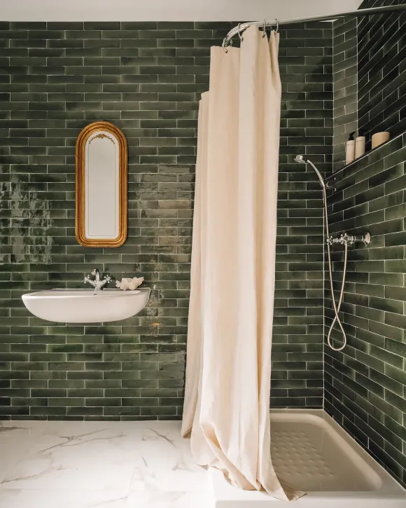 salle de bain verte Villa Branca